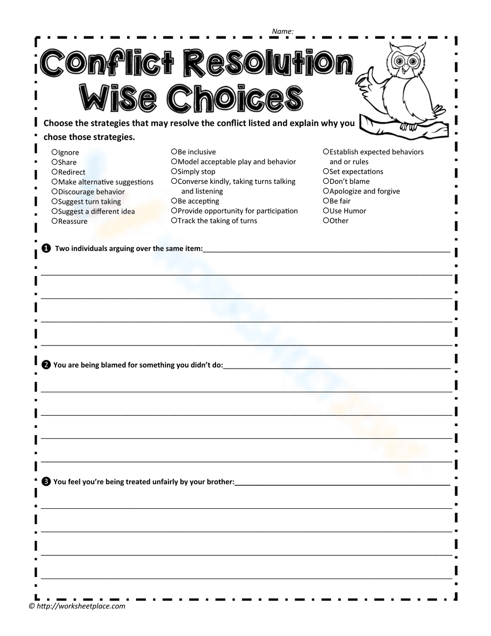 Wise Choices Worksheet: Decision-Making Skills - Page 1
