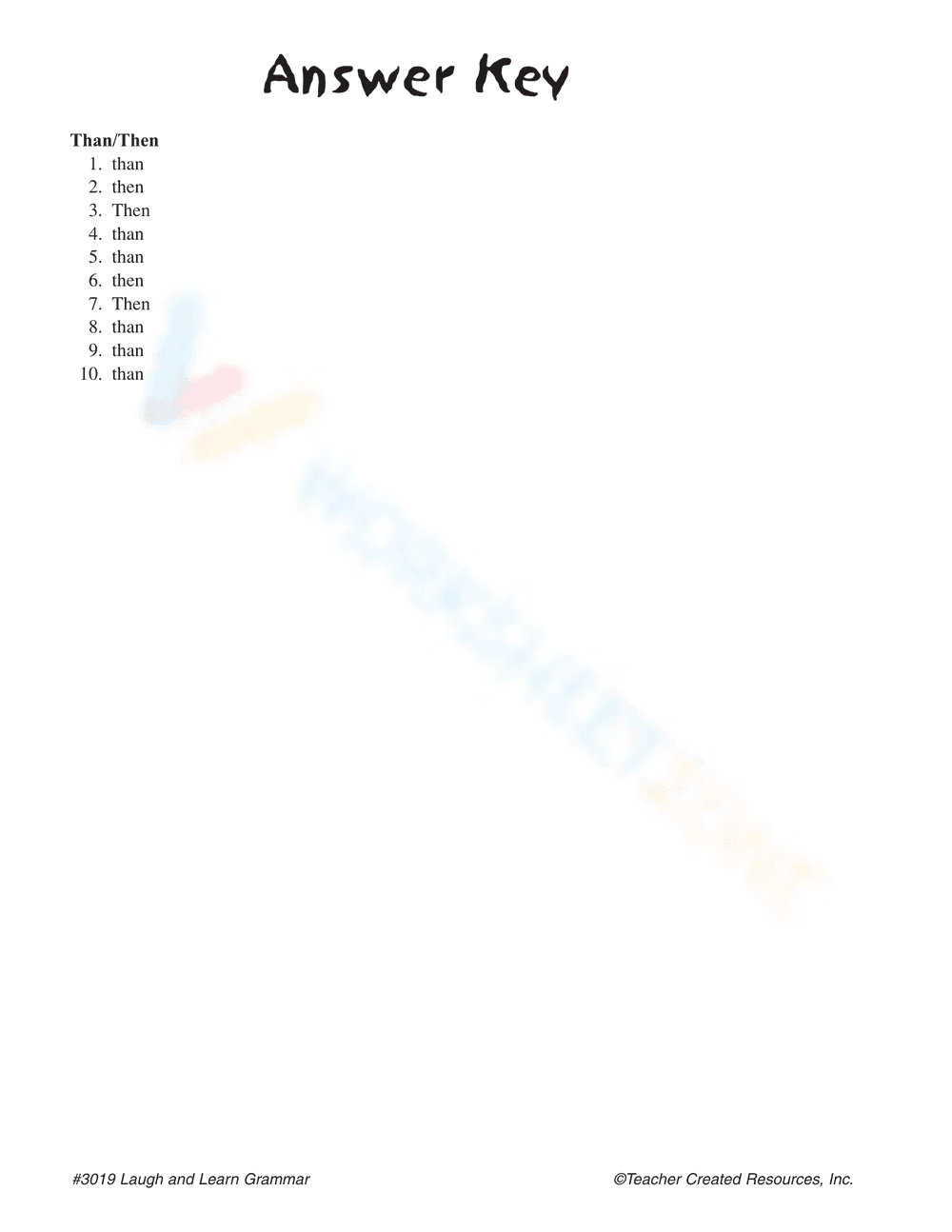 Than vs Then Grammar Worksheet - Page 3