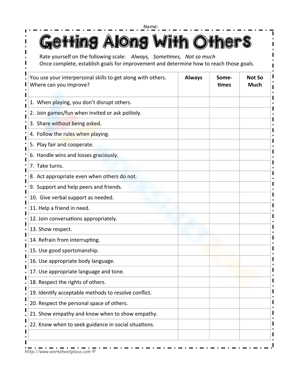 Getting Along with Others Worksheet - Page 1