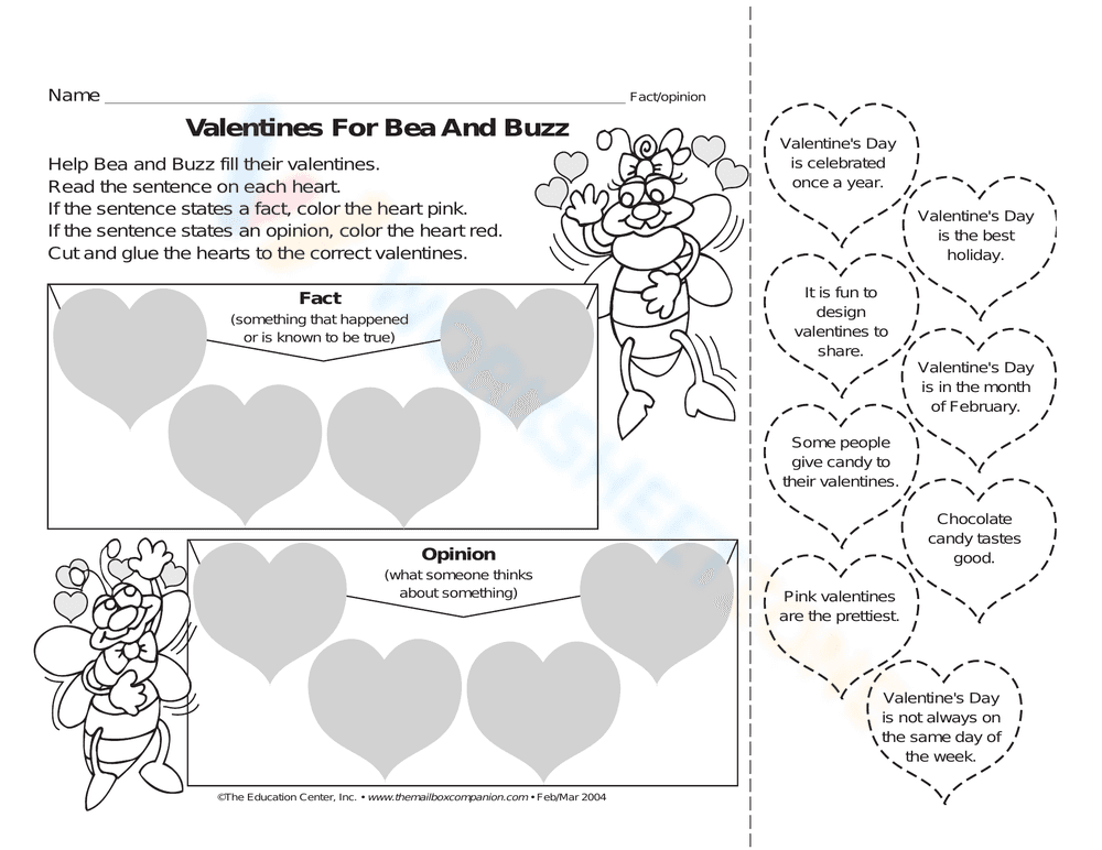 Valentine's for Bea and Buzz Worksheet - Page 1