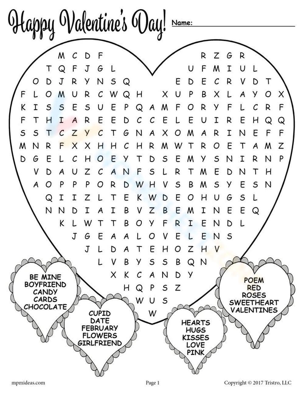 Happy Valentine's Day Worksheet - Page 1