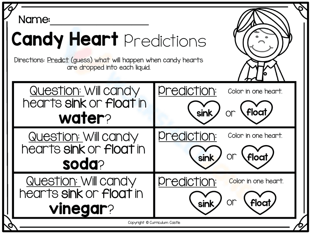 Candy Heart Sink or Float Predictions Science - Page 1