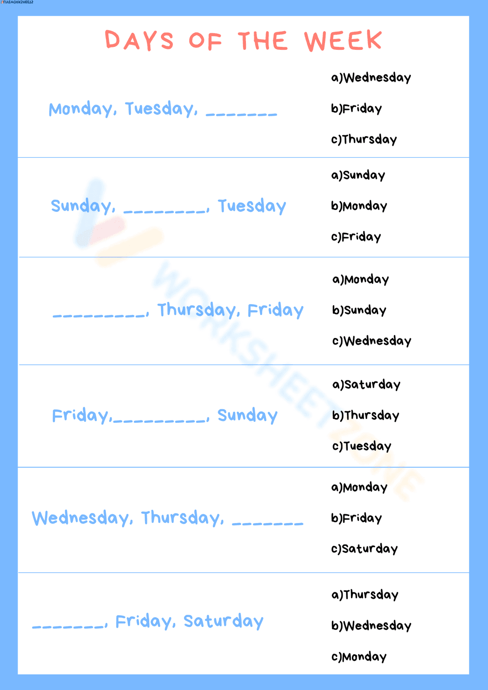 Days of the week - Page 1