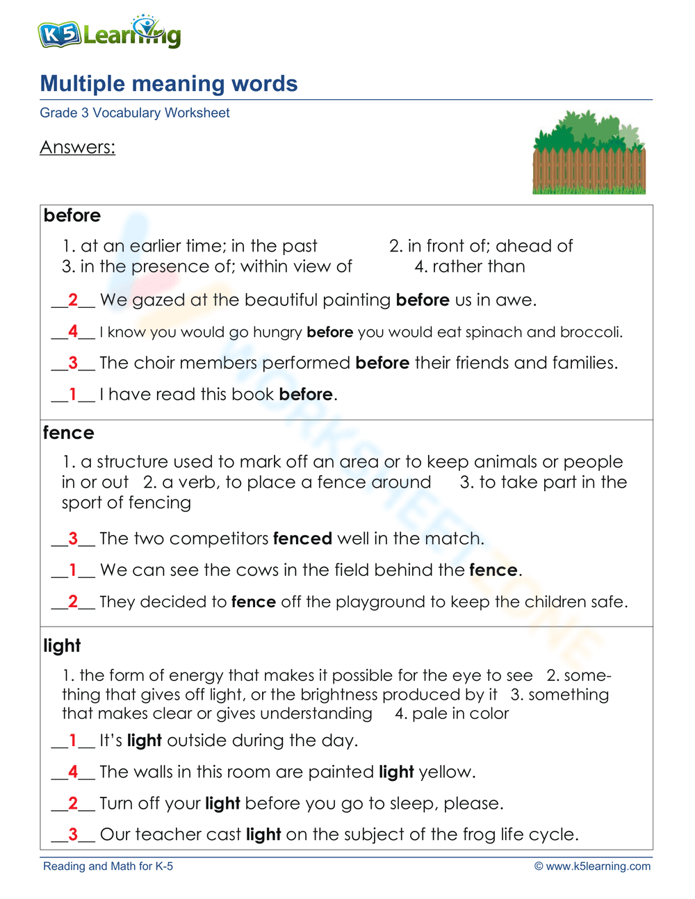 Practice Multiple Meaning Words - Page 2