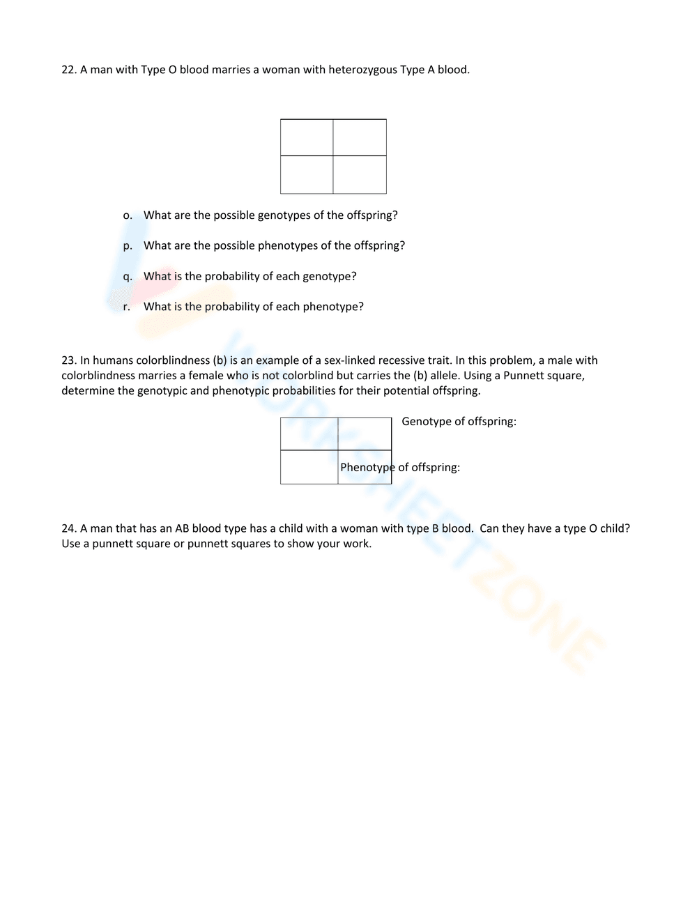 Punnett Square Excercises - Page 4