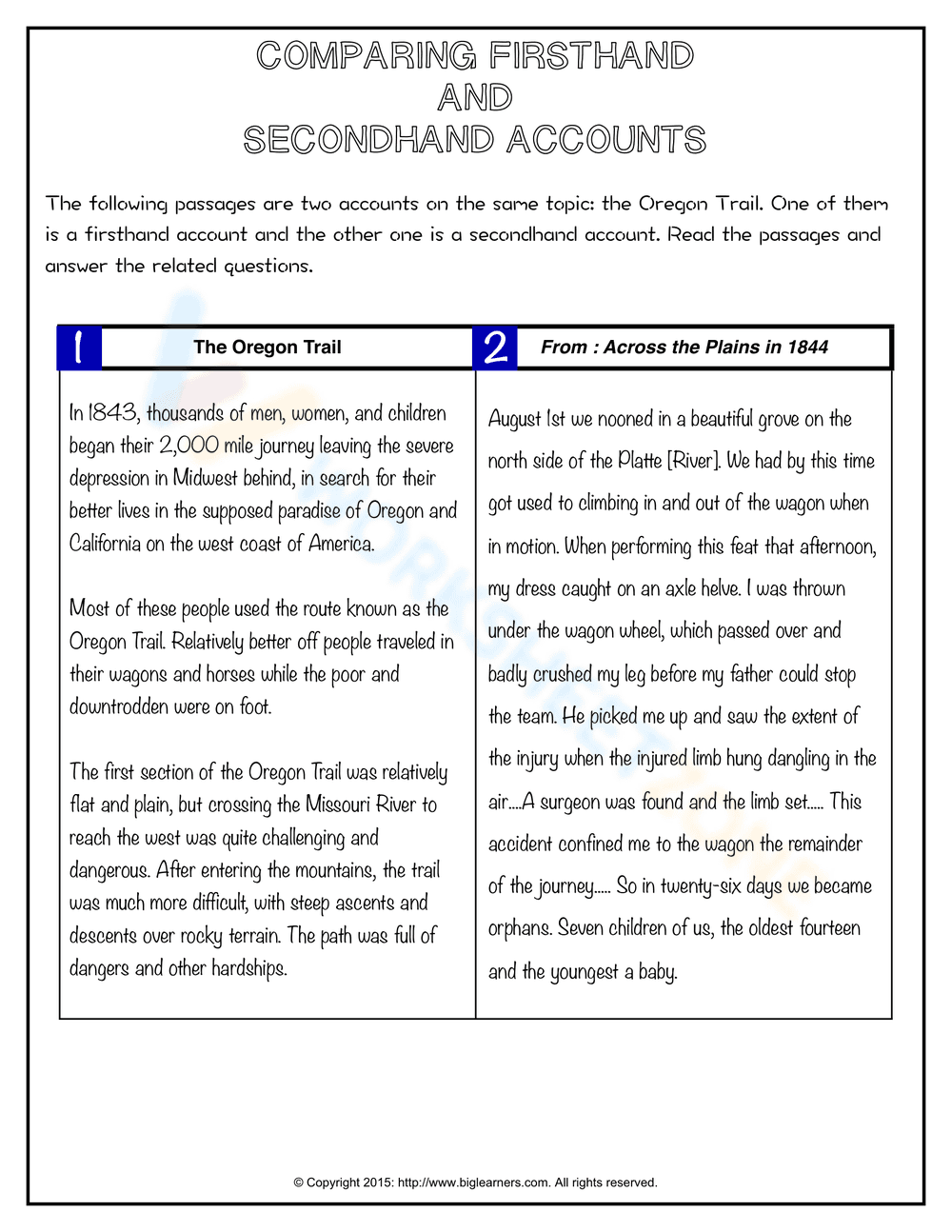 Comparing Firsthand and Secondhand Accounts - Page 1