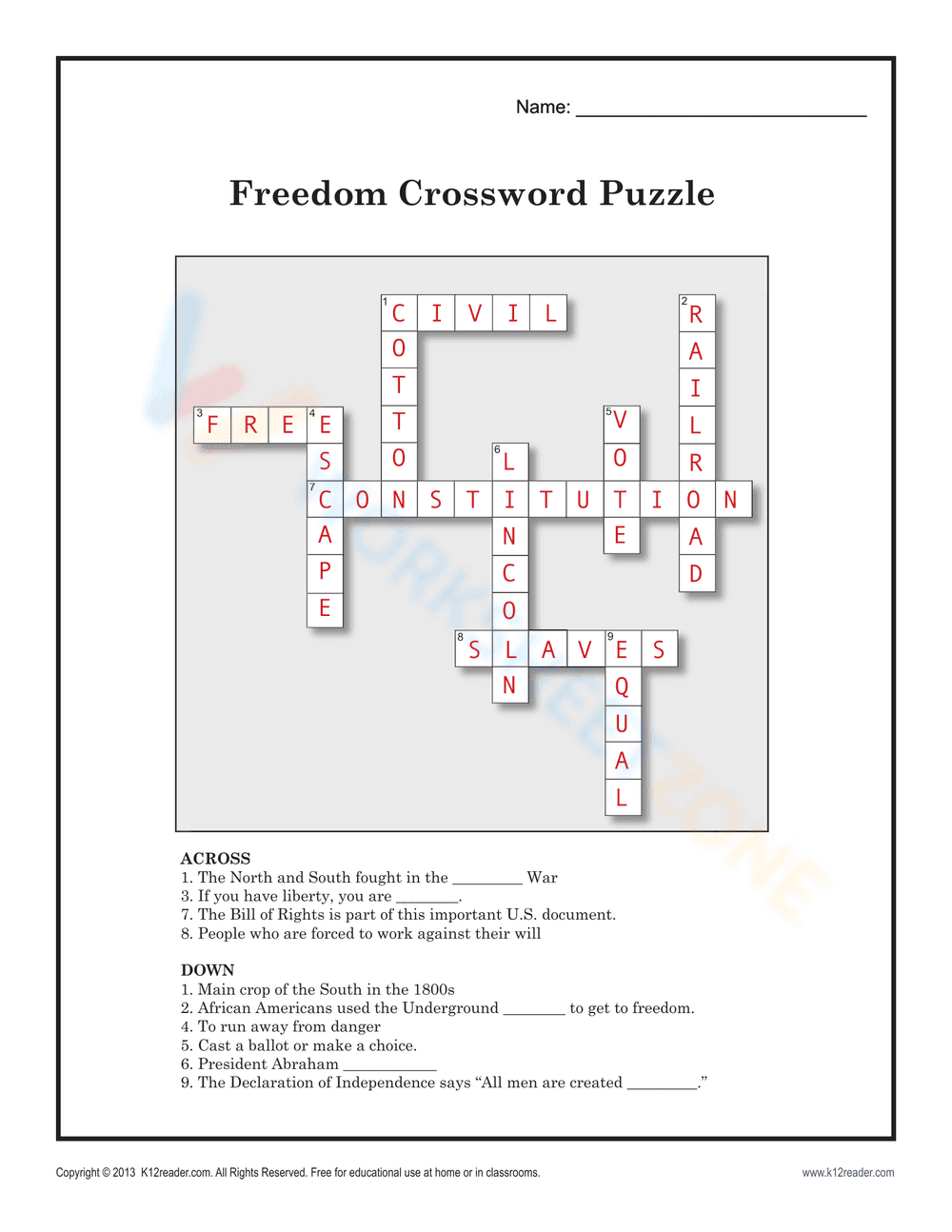Freedom Crossword Puzzle - Page 2