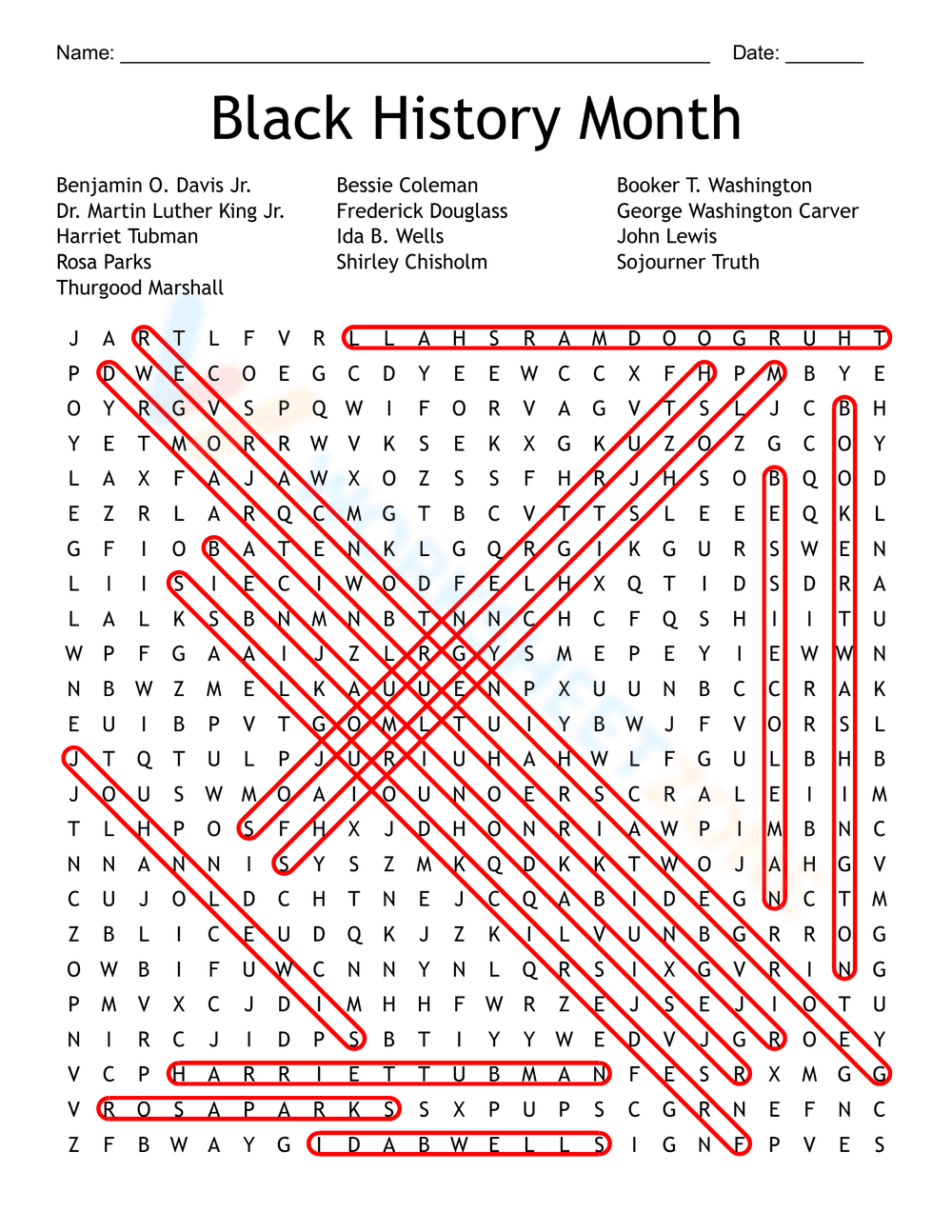 Black History Month Wordsearch - Page 2