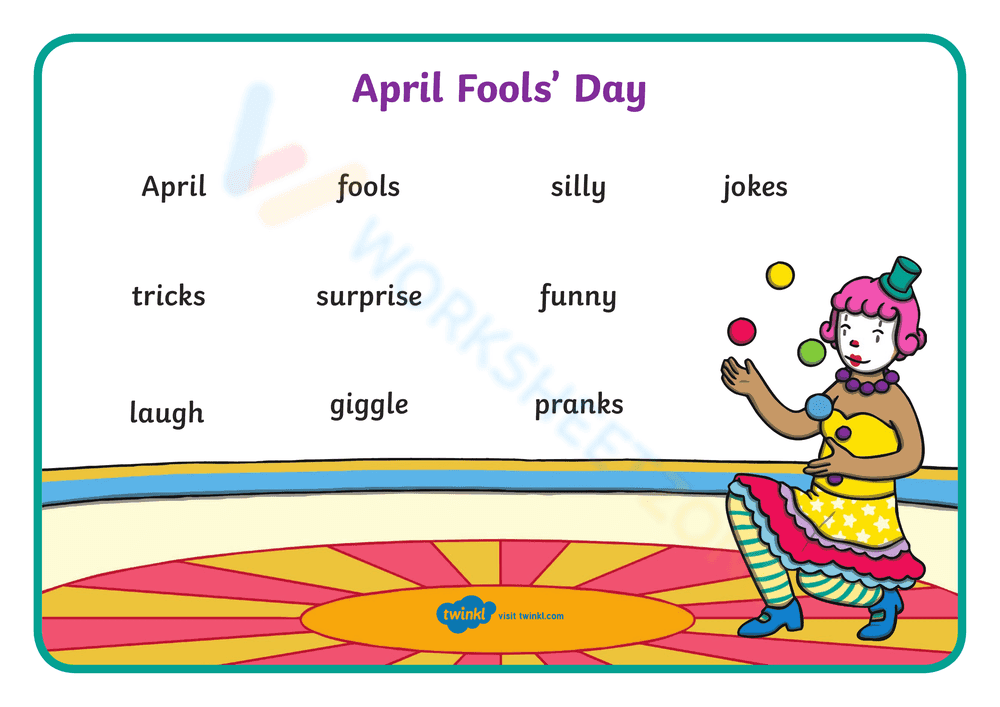 April Fools' Day Word Mat - Page 1
