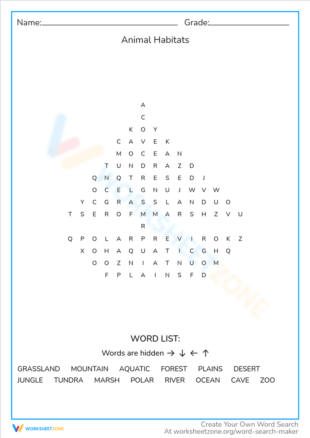 Animal Habitats - Page 1