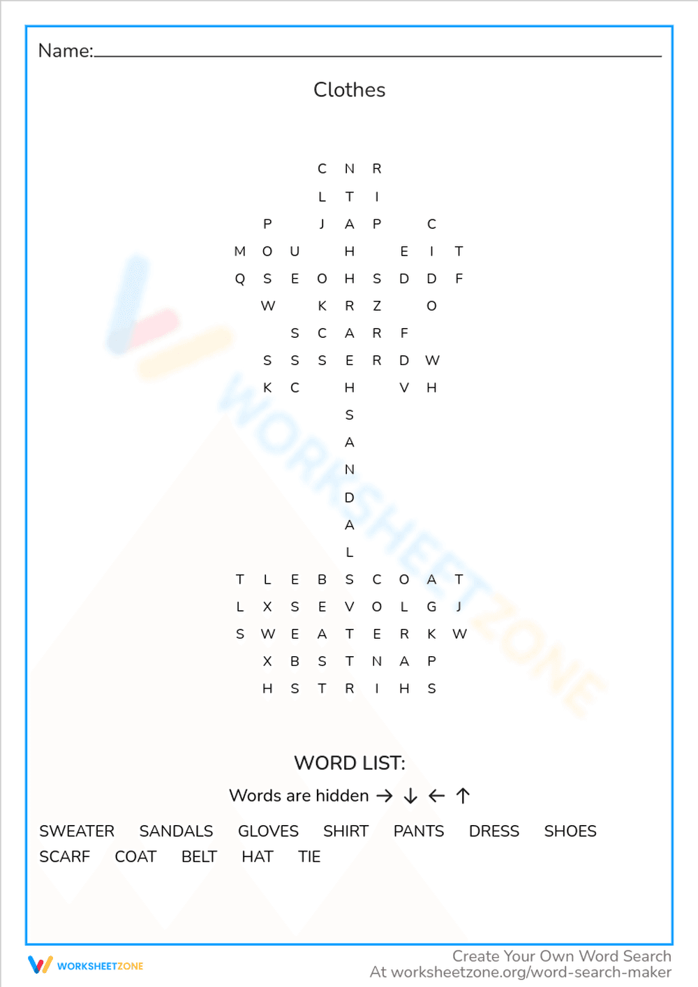 Learn About Clothes: An Educational Worksheet - Page 1