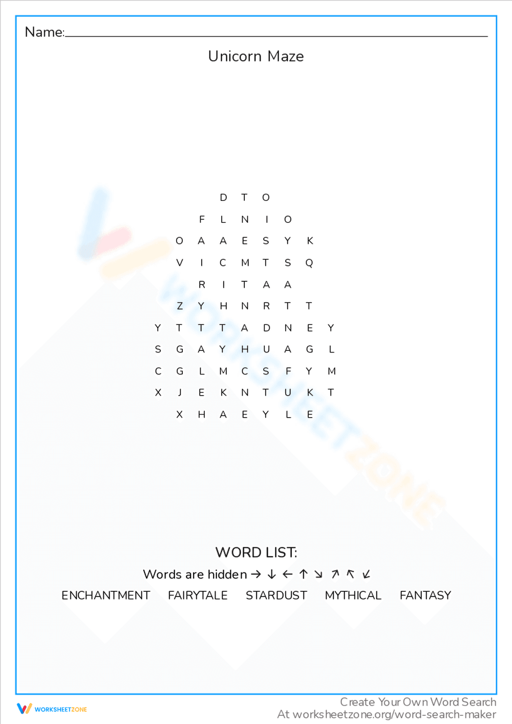 Navigate the Unicorn Maze with this Word Search - Page 1