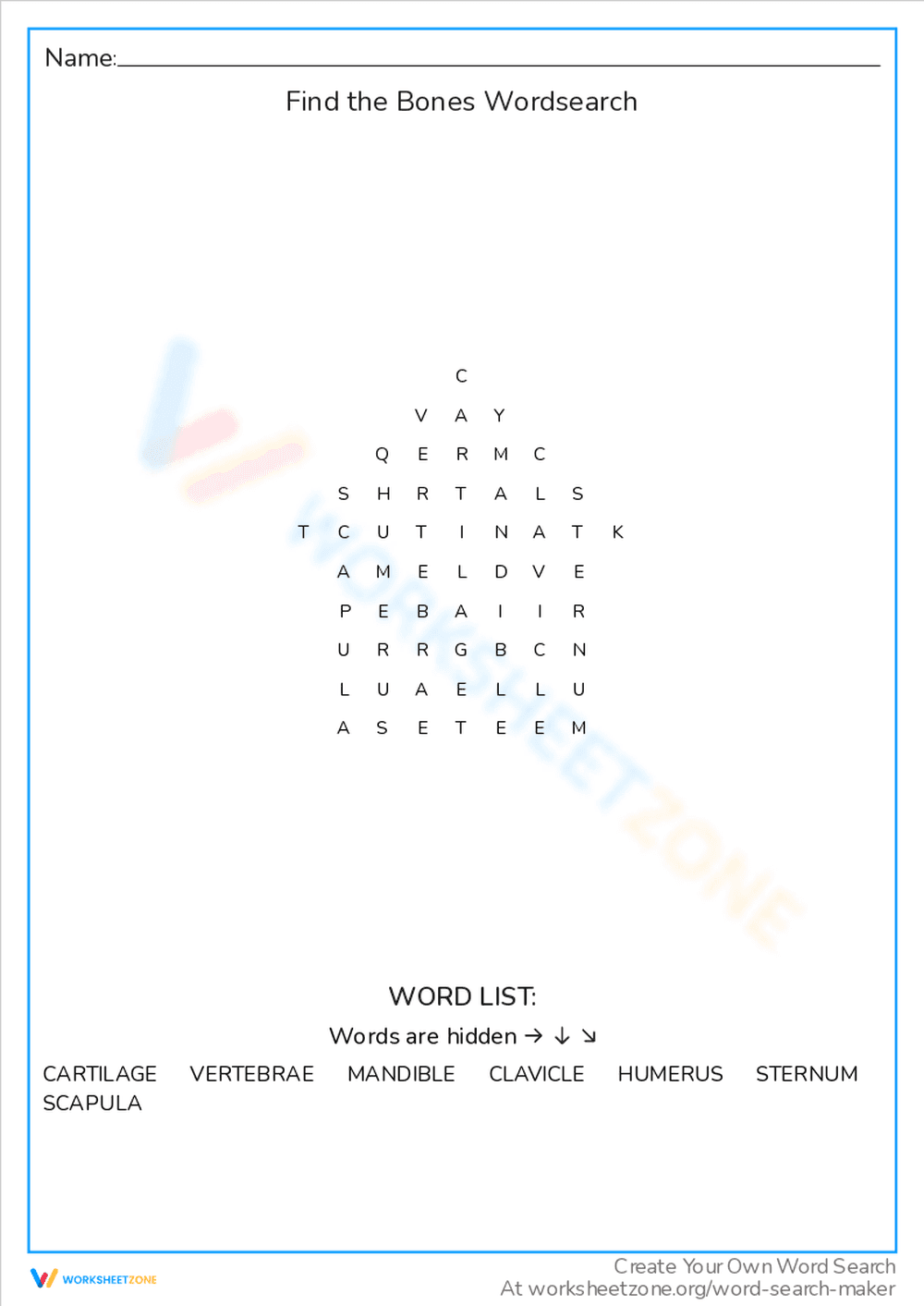 Find the Bones Word Search Challenge - Page 1