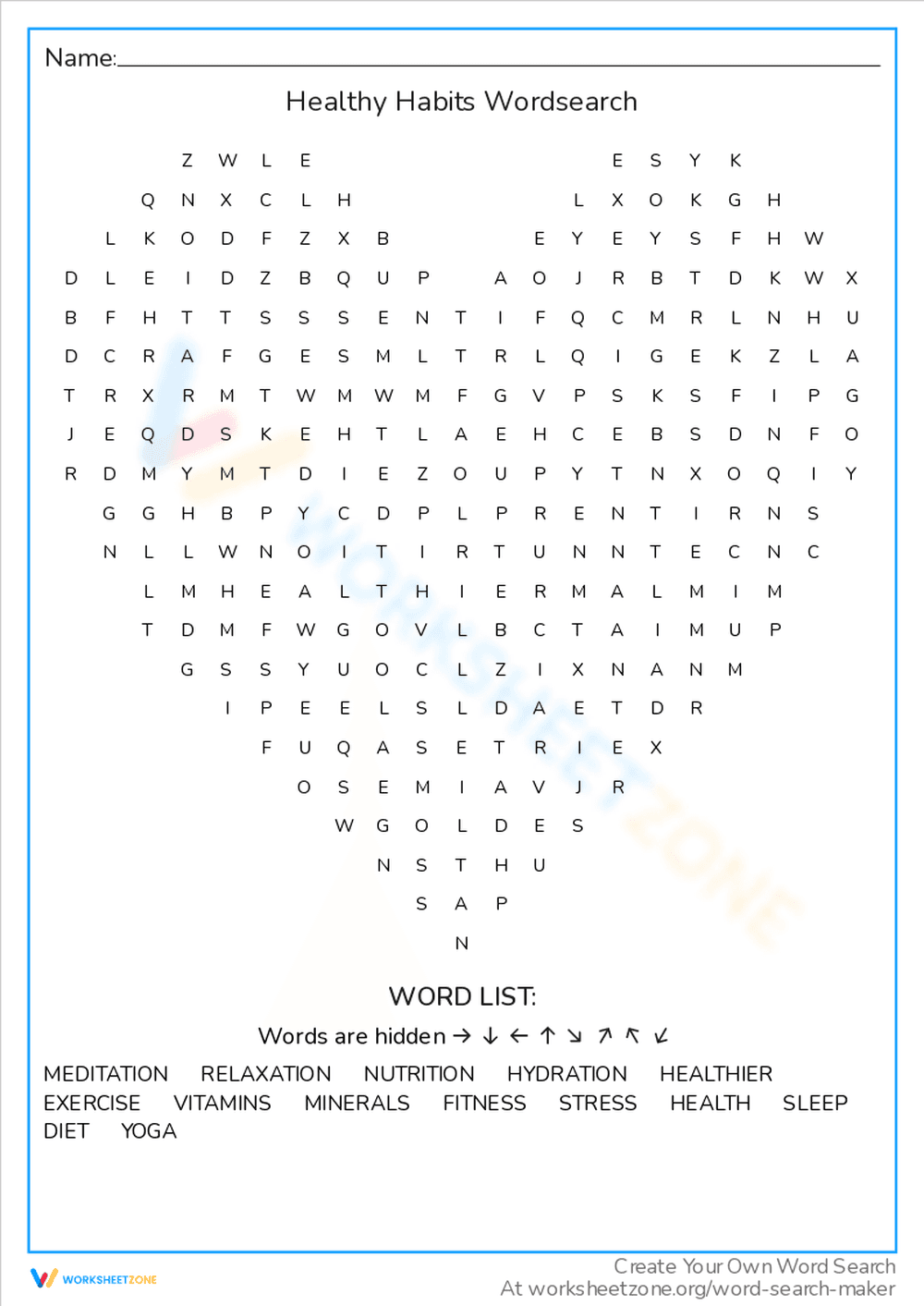 Healthy Habits Word Search: Learn to Live Well - Page 1