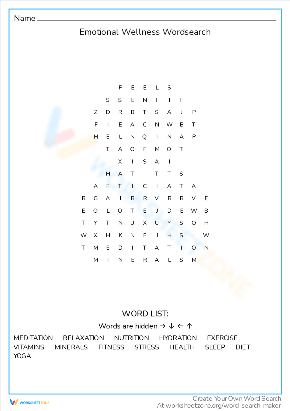 Emotional Wellness Word Search: Find Inner Peace - Page 1