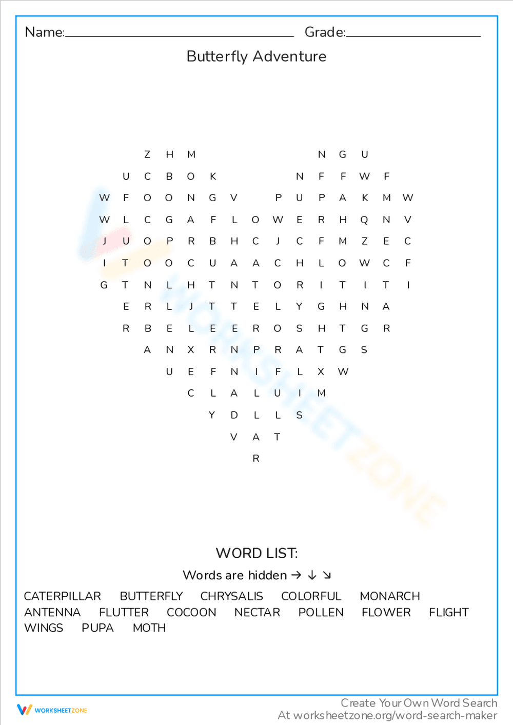 Butterfly Adventure Worksheet - Page 1