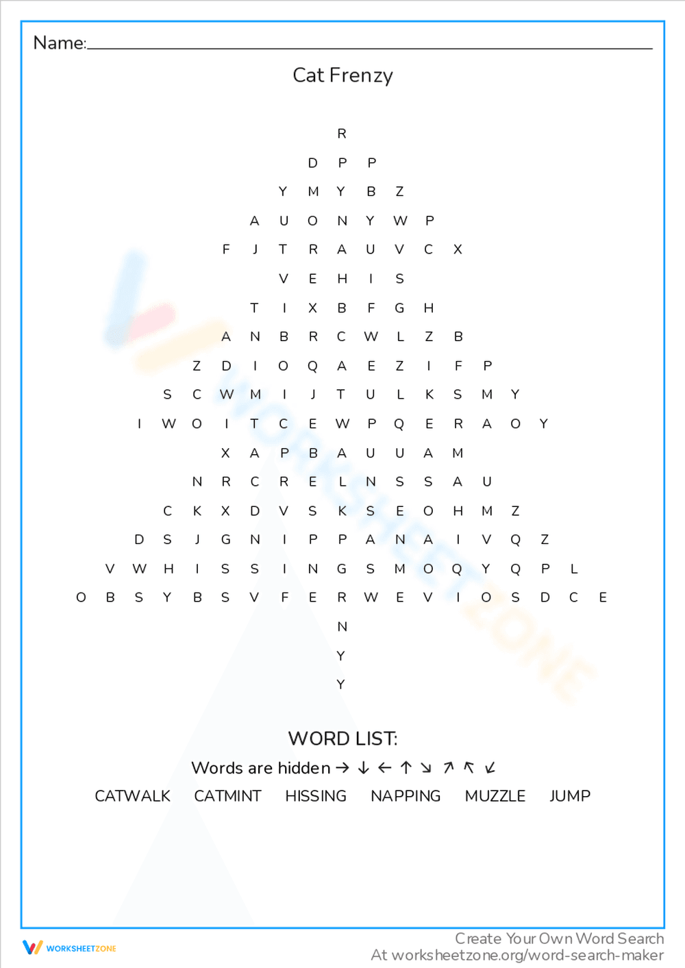 Cat Frenzy Worksheet - Page 1