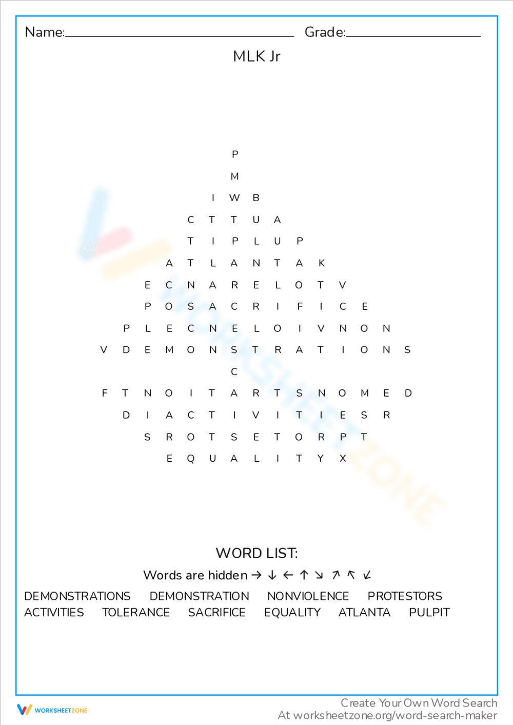 MLK Jr. Worksheet: Advocate - Page 1