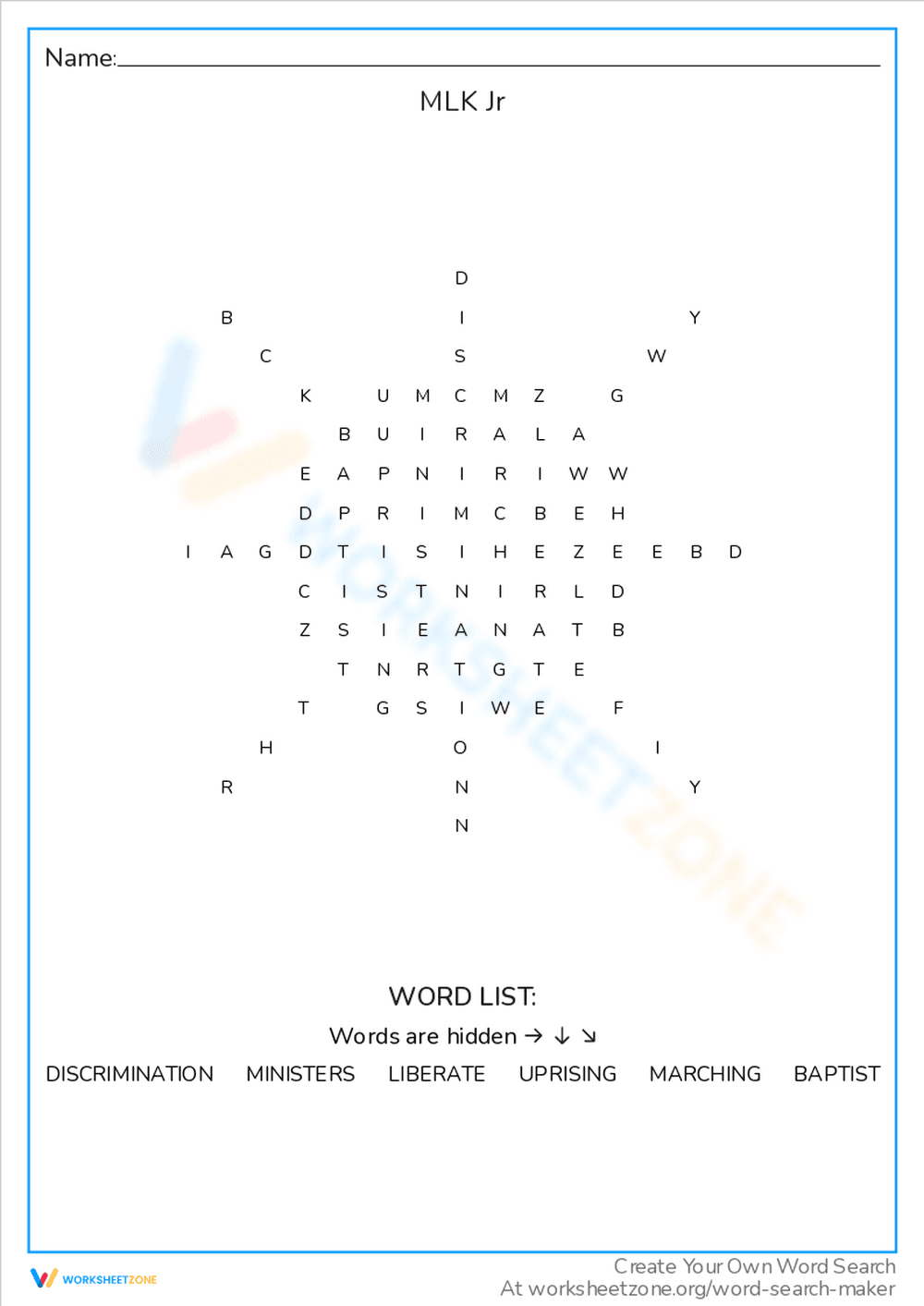 MLK Jr. Worksheet: Dream for Equality - Page 1