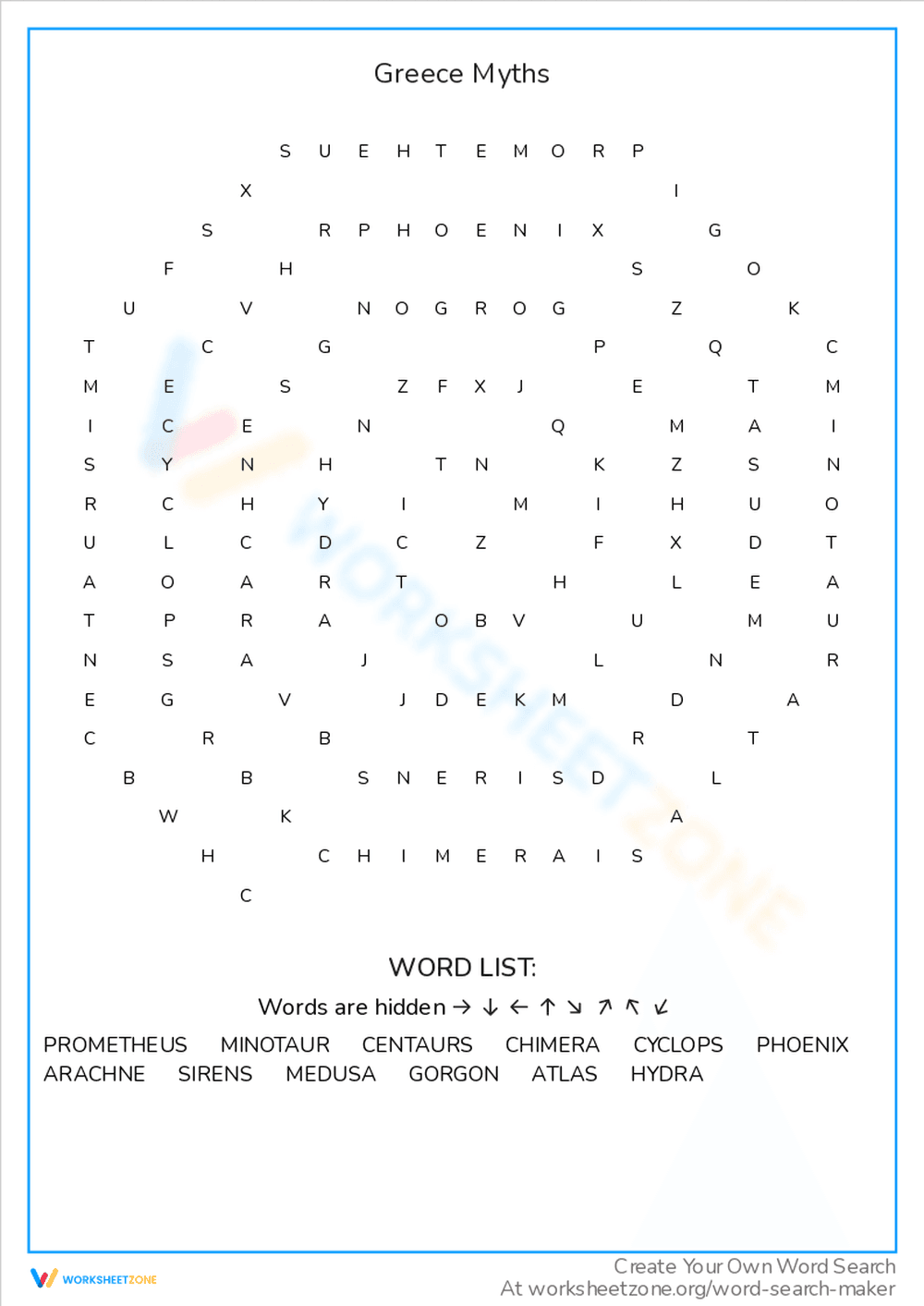 Explore Greece Myths with This Worksheet - Page 1