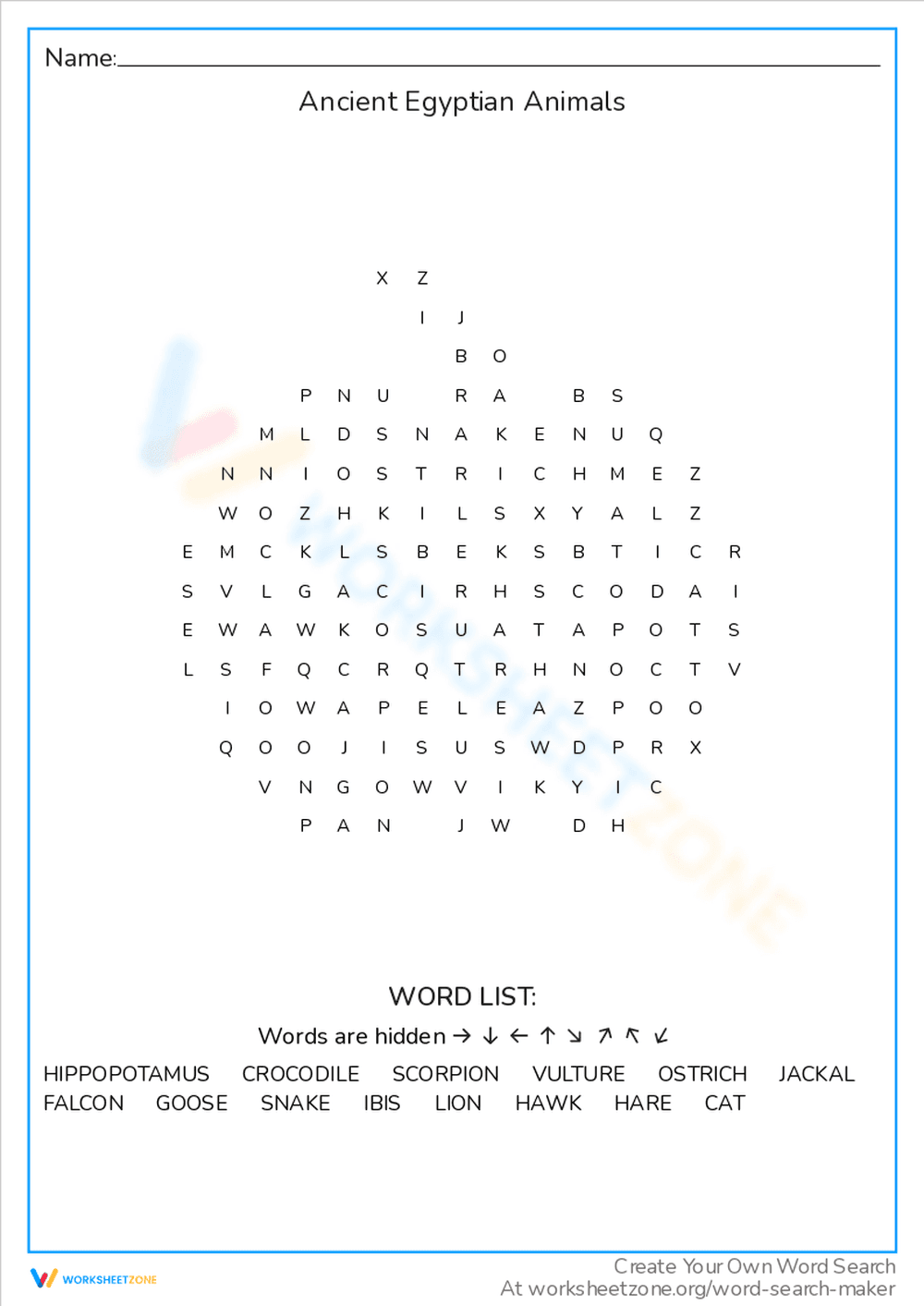 Learn About Ancient Egyptian Animals - Page 1