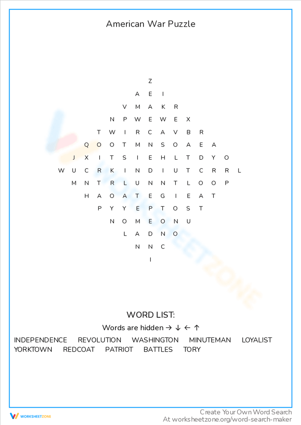 American War Puzzle: A Fun Learning Game - Page 1