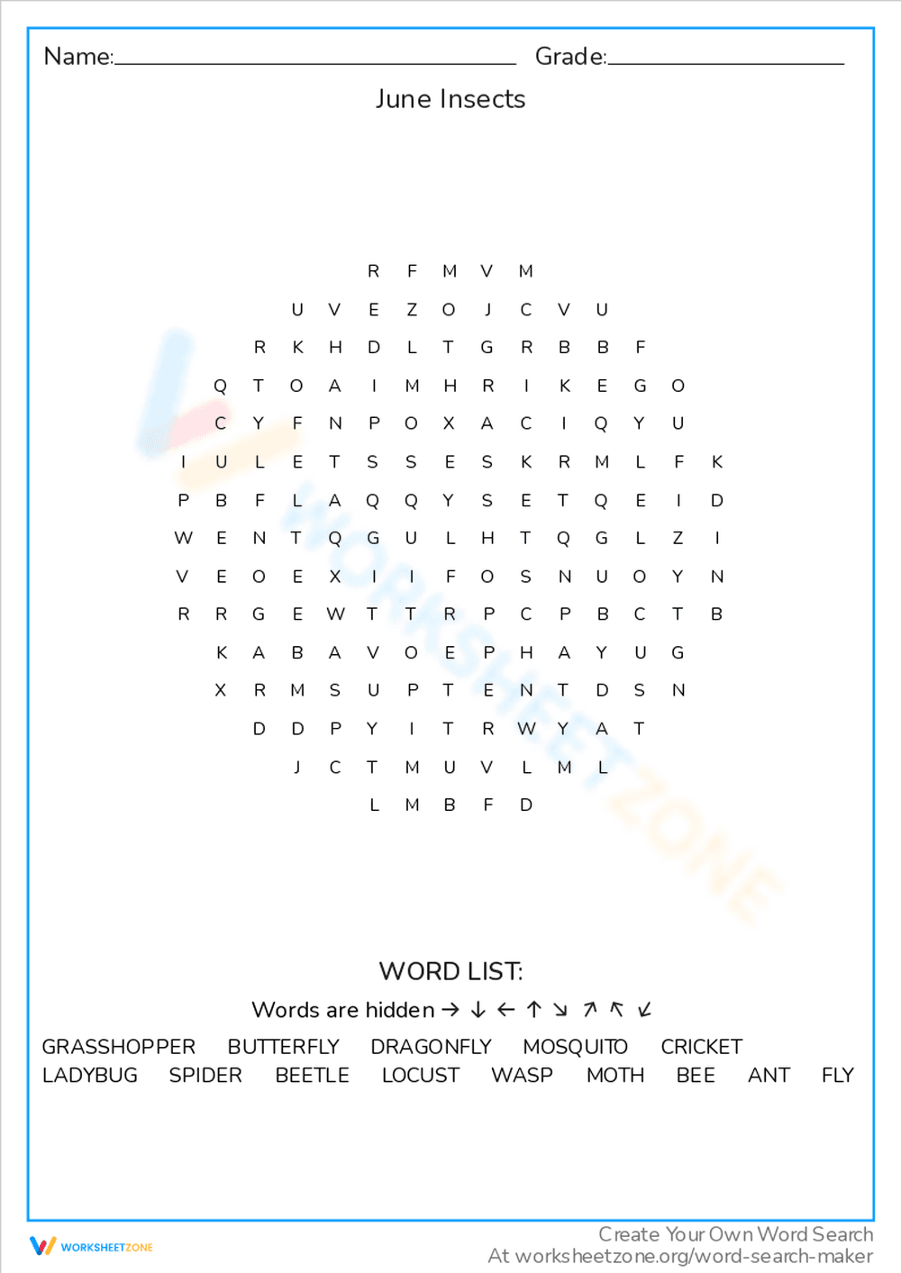 Discover June Insects: An Engaging Educational Worksheet - Page 1