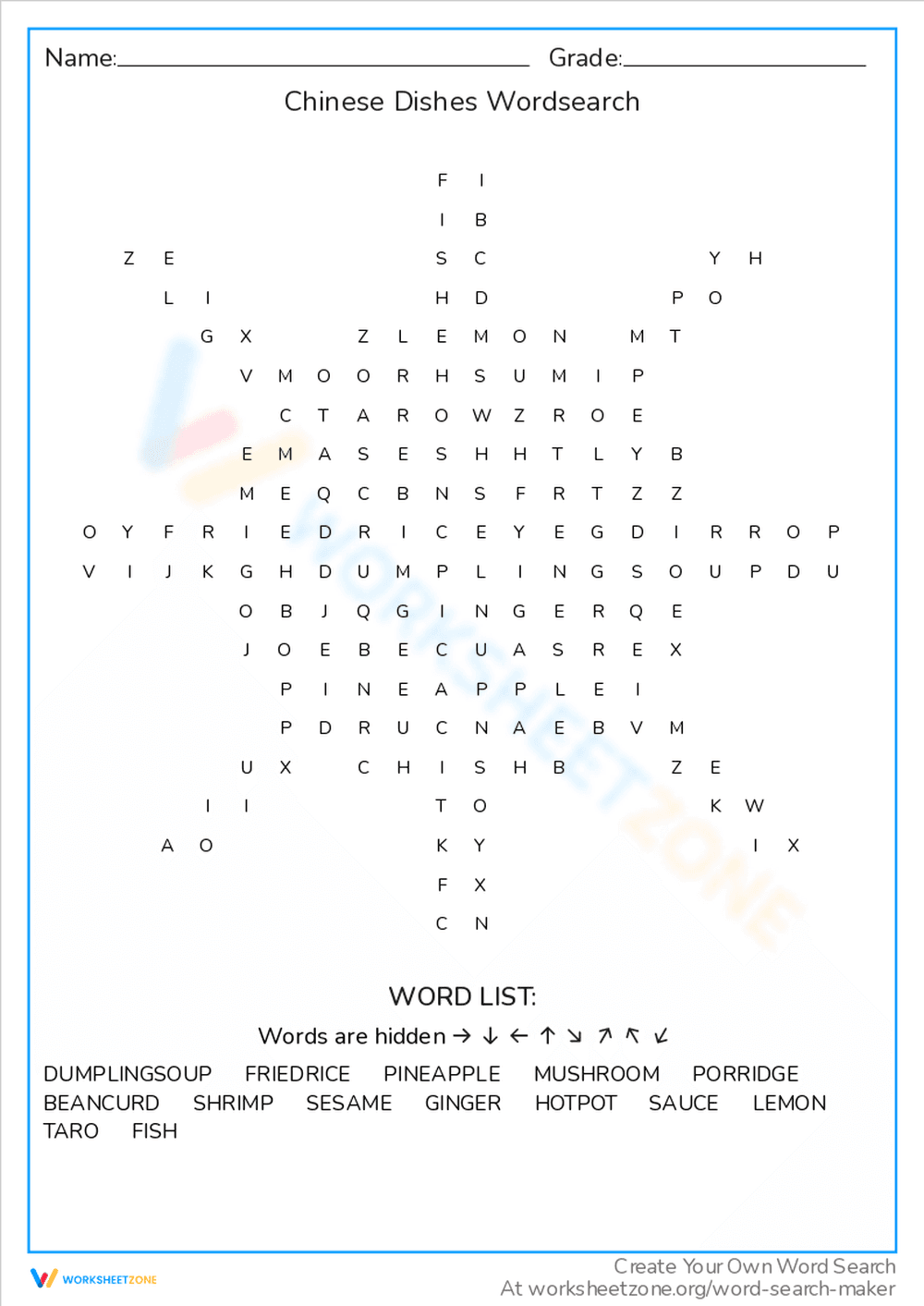 Find Chinese Dishes in This Word Search! - Page 1