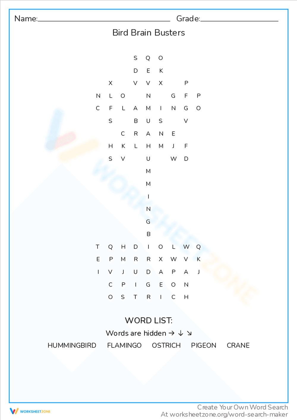 Bird Brain Busters Worksheet - Page 1