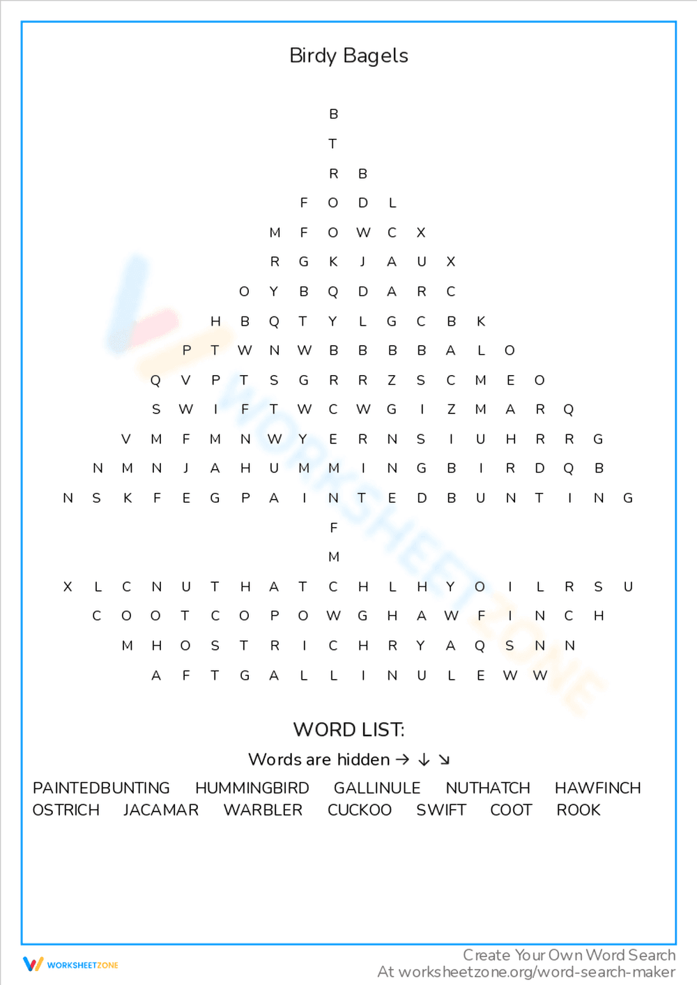 Birdy Bagels Worksheet - Page 1