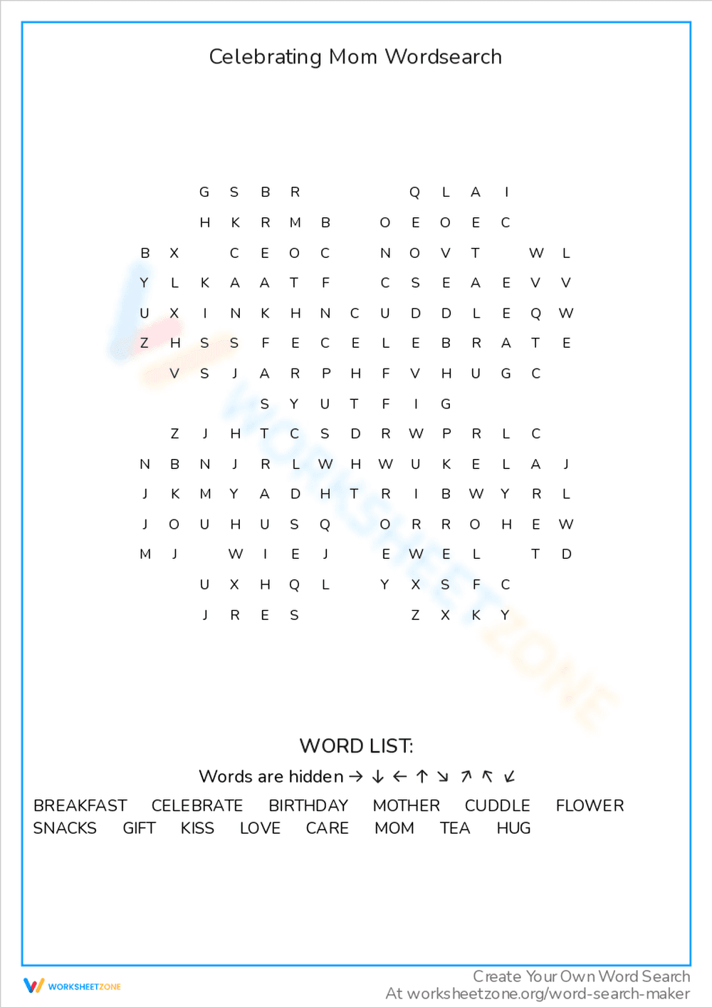 Fun Celebrating Mom with Wordsearch - Page 1
