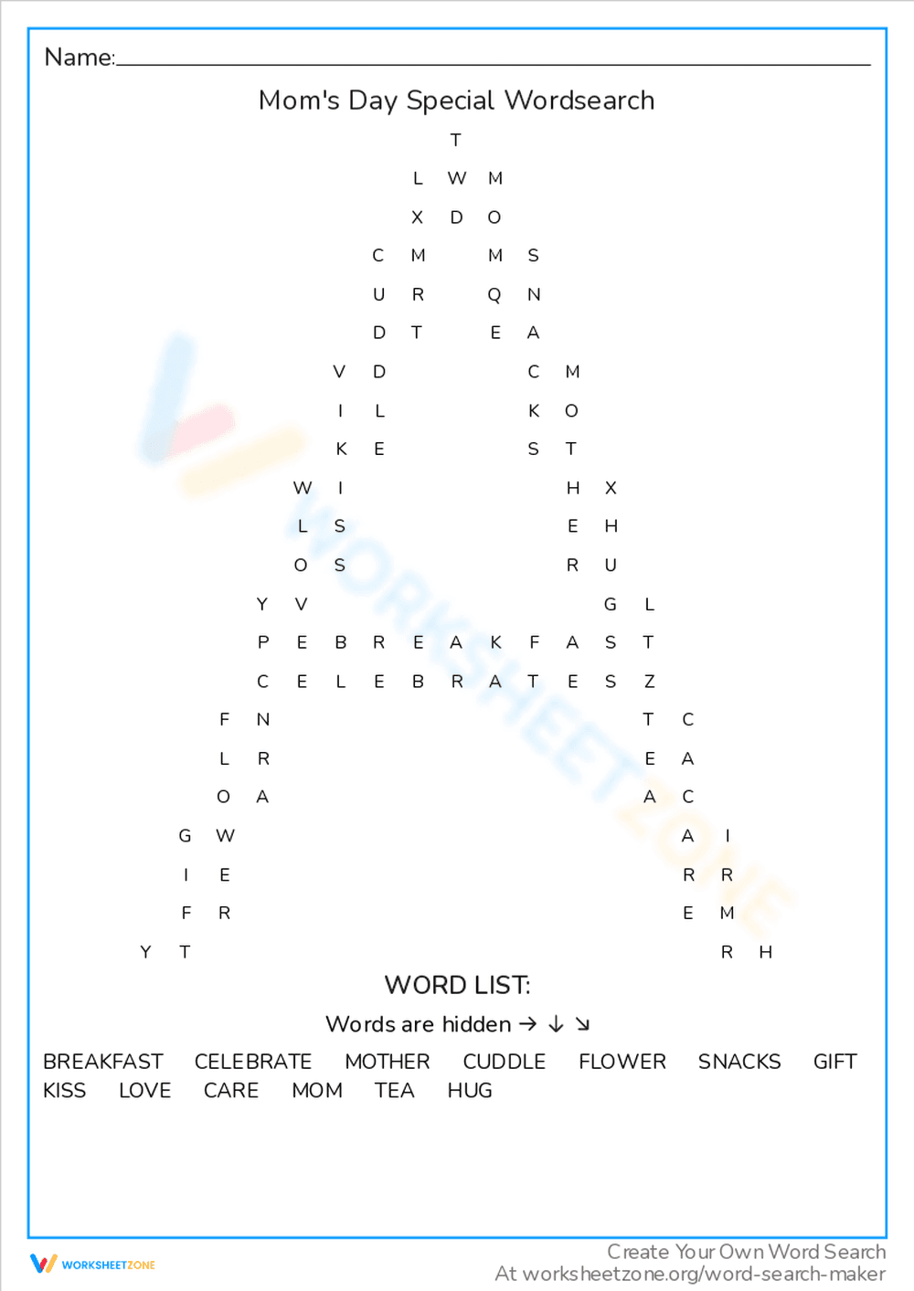 Make Moms Day Special with Wordsearch - Page 1