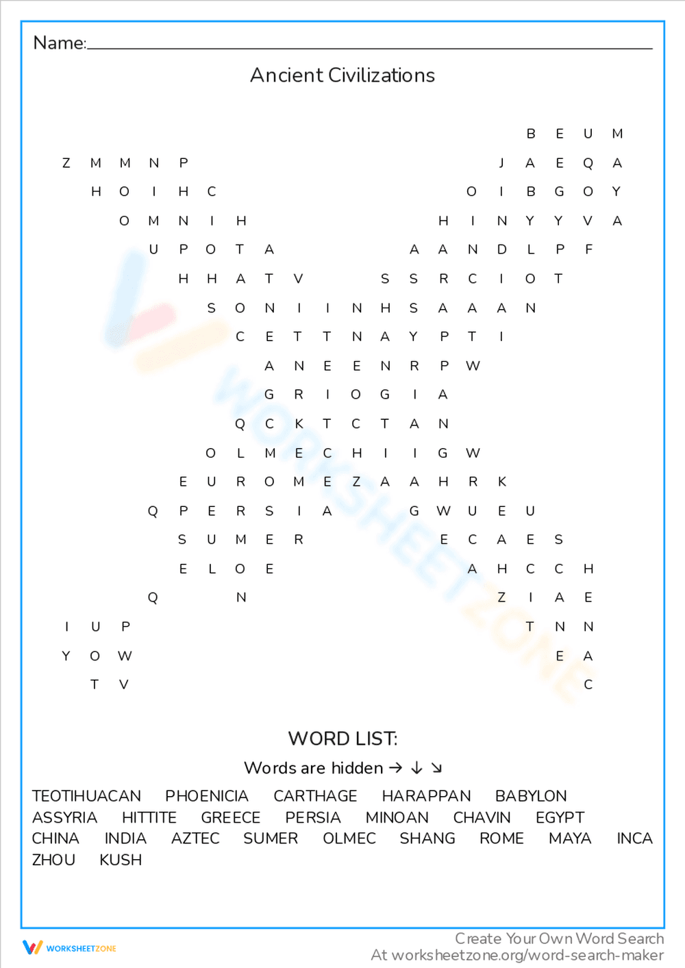 Uncover Ancient Civilizations Worksheet - Page 1