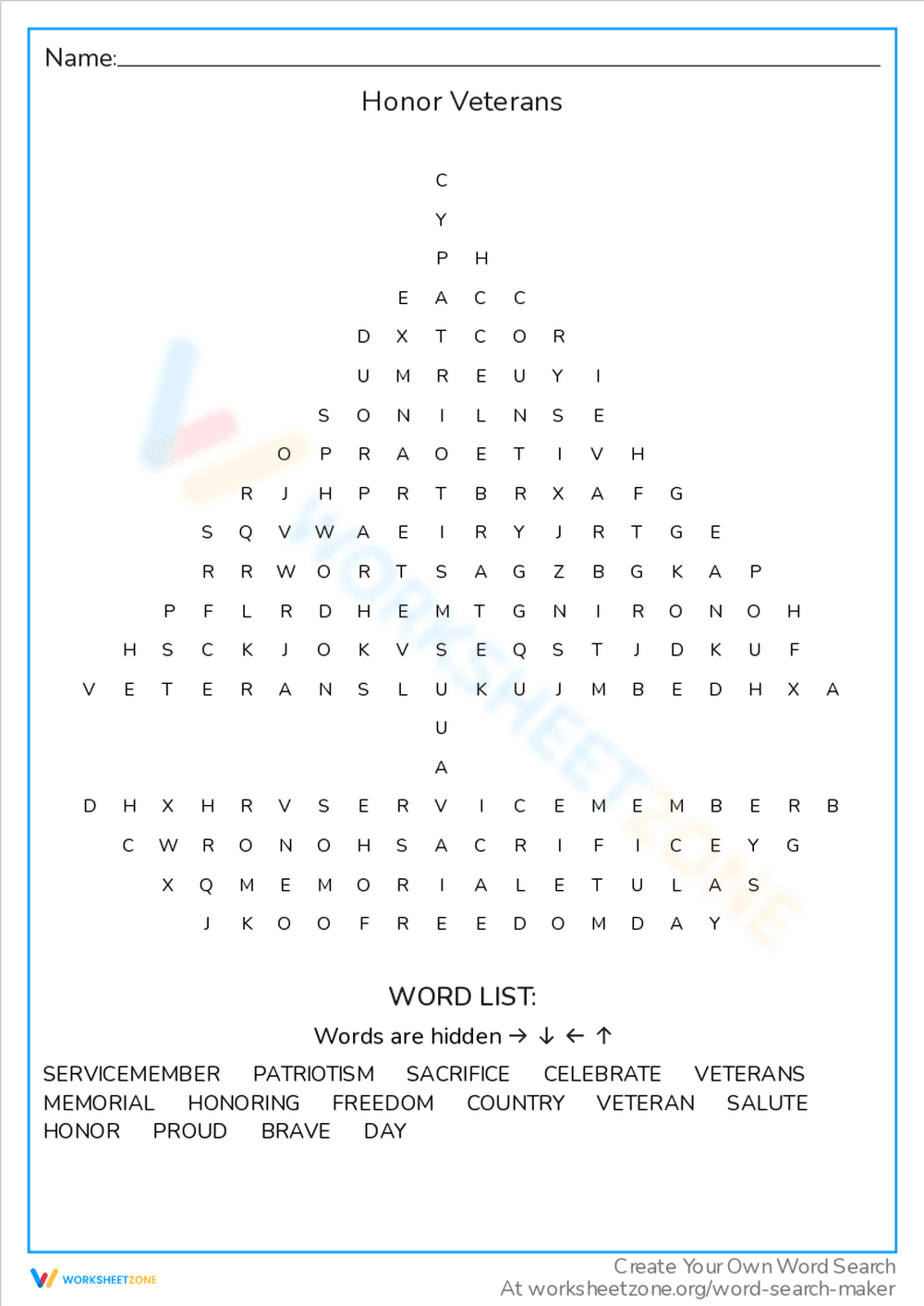 Honor Veterans: A Patriotic Worksheet for Remembrance - Page 1