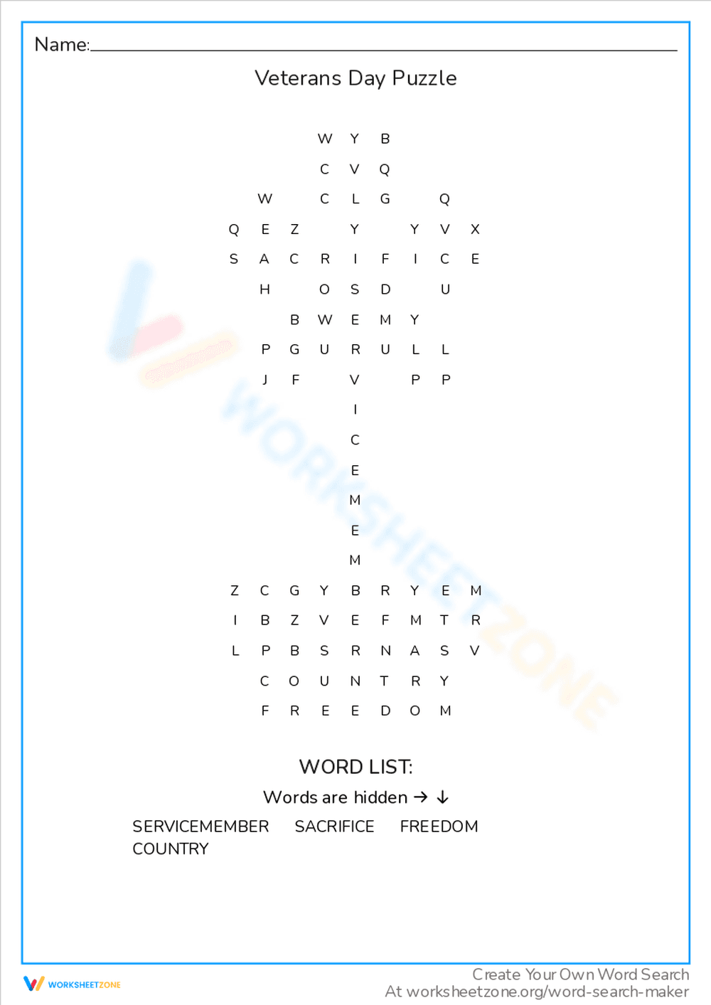 Veterans Day Puzzle: A Patriotic Challenge - Page 1