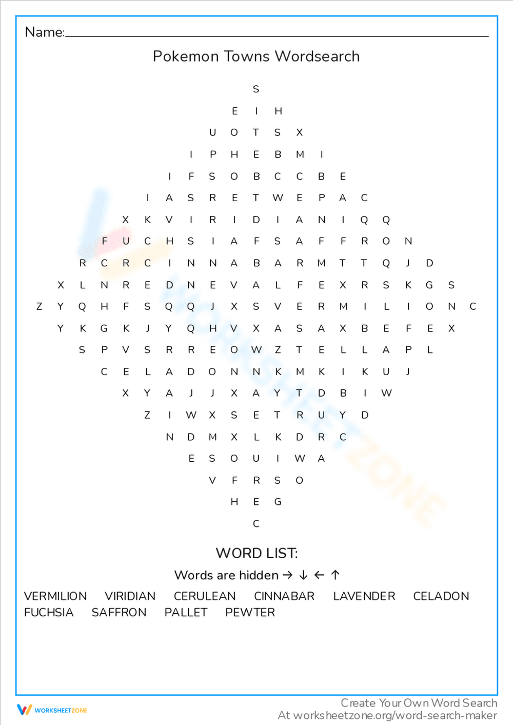 Pokemon Towns Wordsearch: Explore the Regions! - Page 1