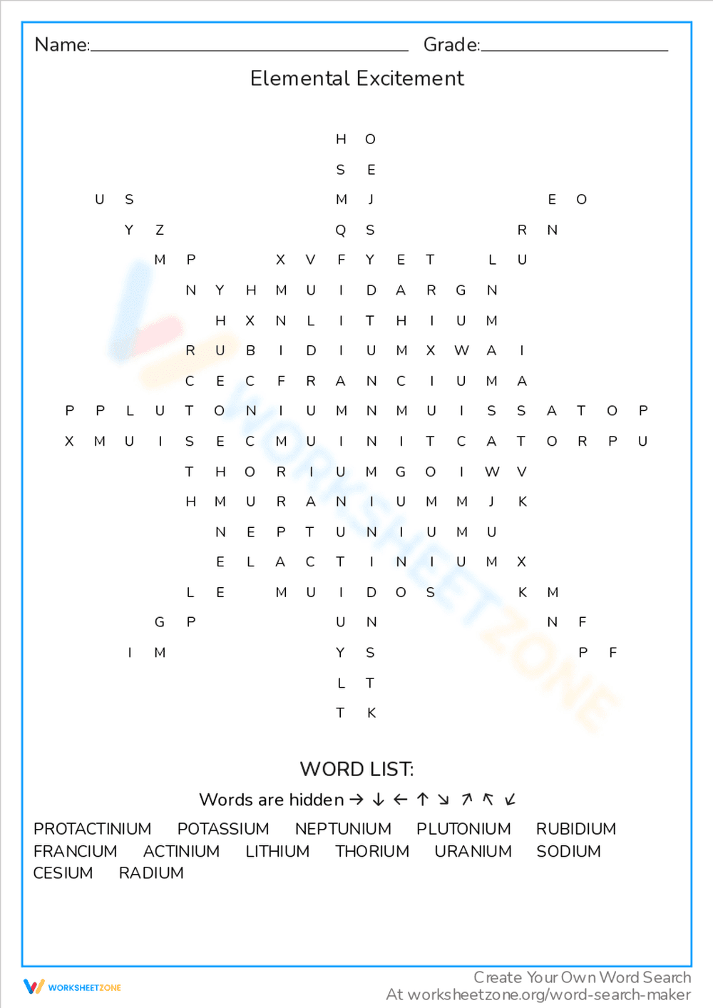 Elemental Excitement Word Search: Find the Hidden Elements - Page 1