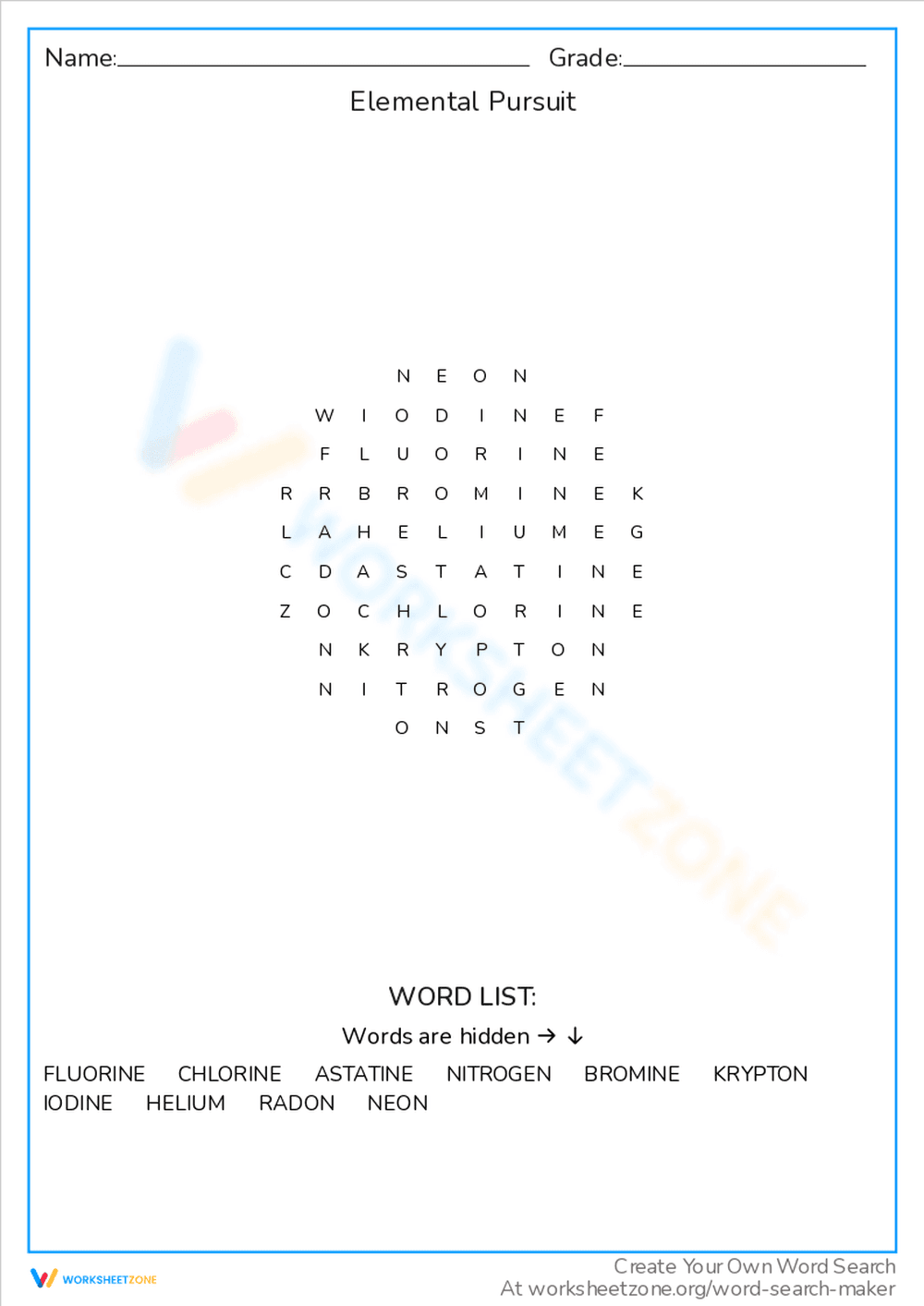 Elemental Pursuit: Word Search Challenge - Page 1