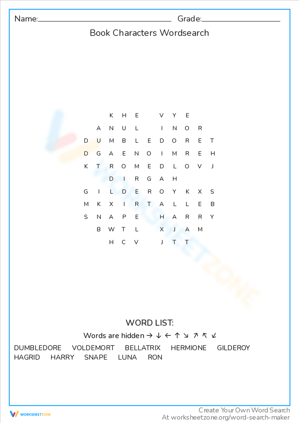 Book Characters Word Search: Fun Activity - Page 1