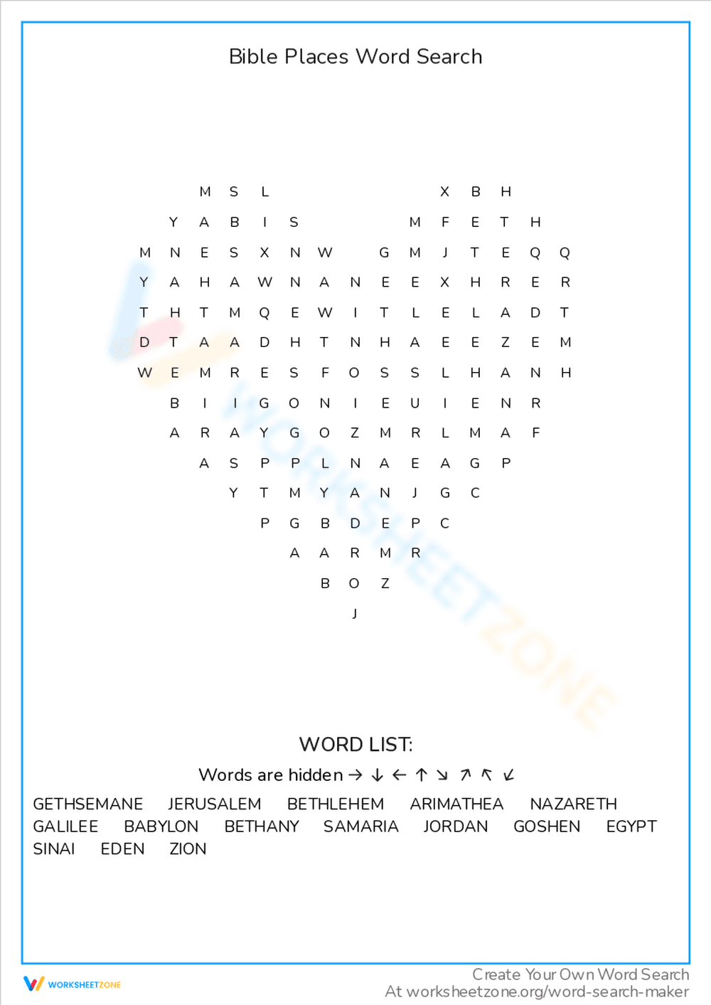 Bible Places Word Search: Discover Locations - Page 1