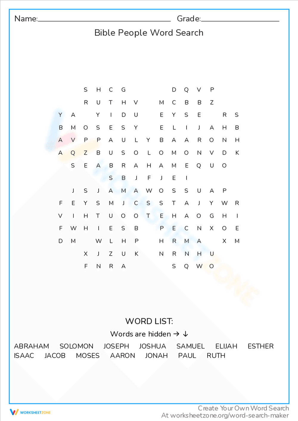 Bible People Word Search: Learn Characters - Page 1