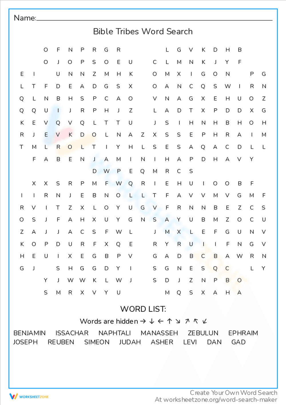 Bible Tribes Word Search: Discover Tribes - Page 1