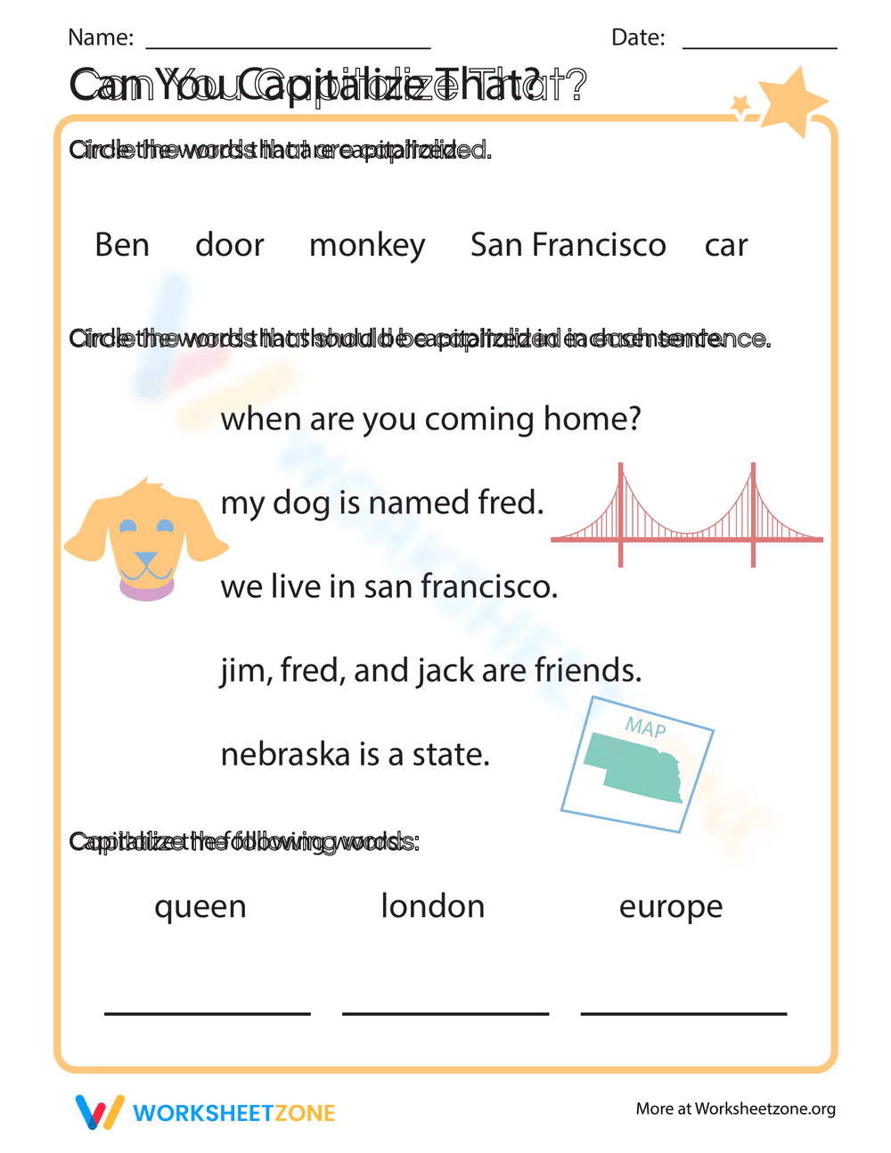 Practice Capitalization Skills with this Worksheet - Page 1