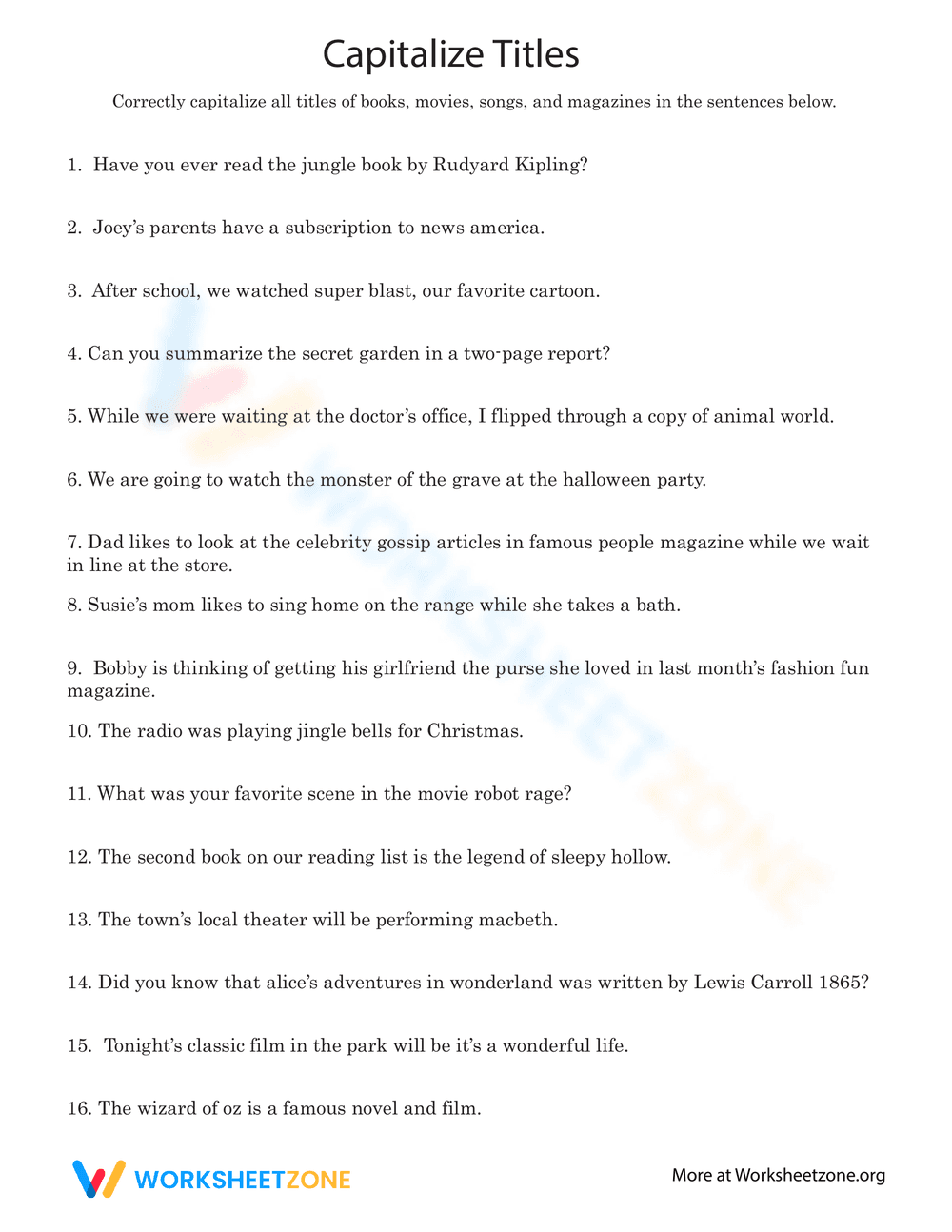 Title Capitalization Rules Practice - Page 1