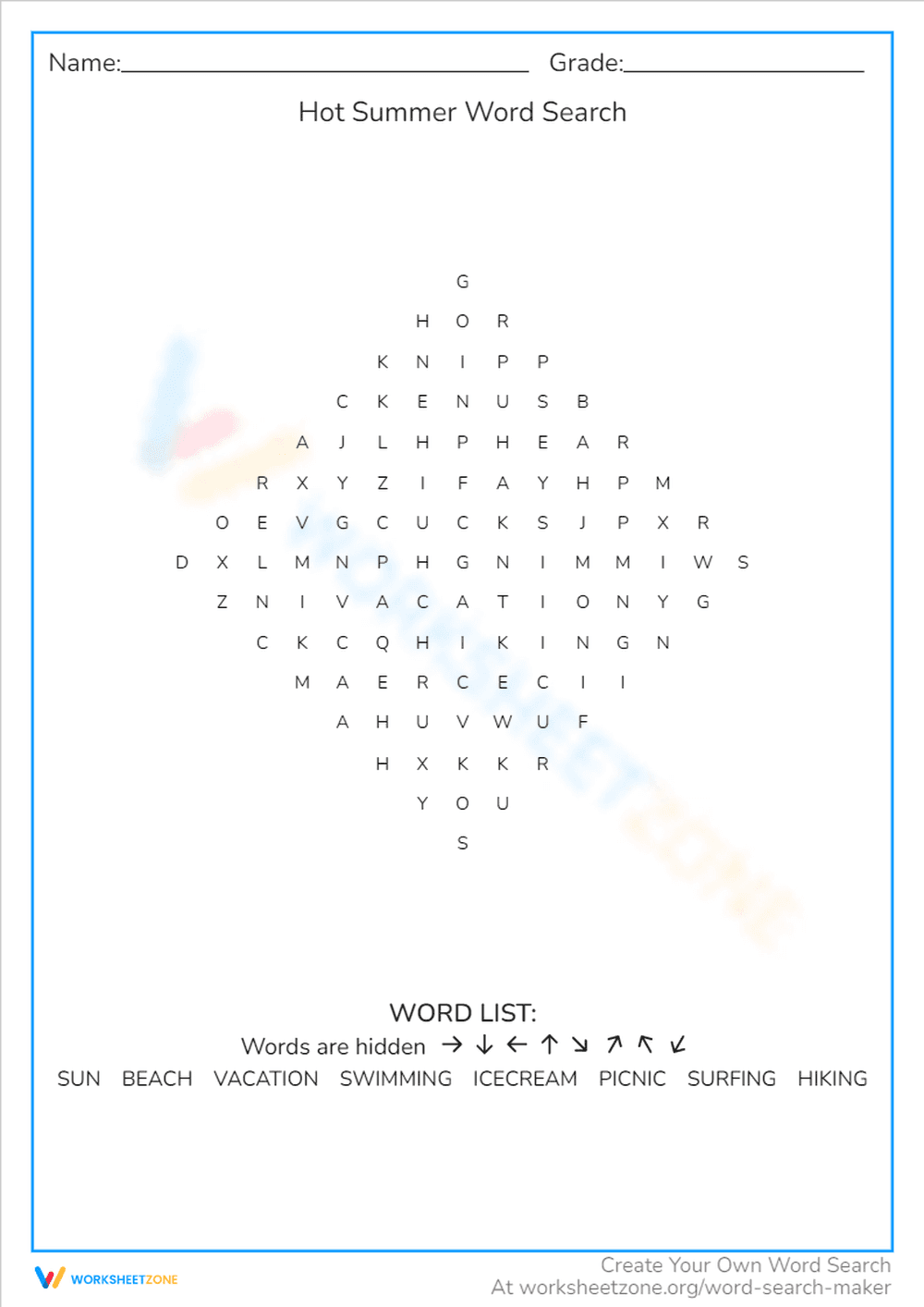 Hot Summer: A Fun Word Search - Page 1