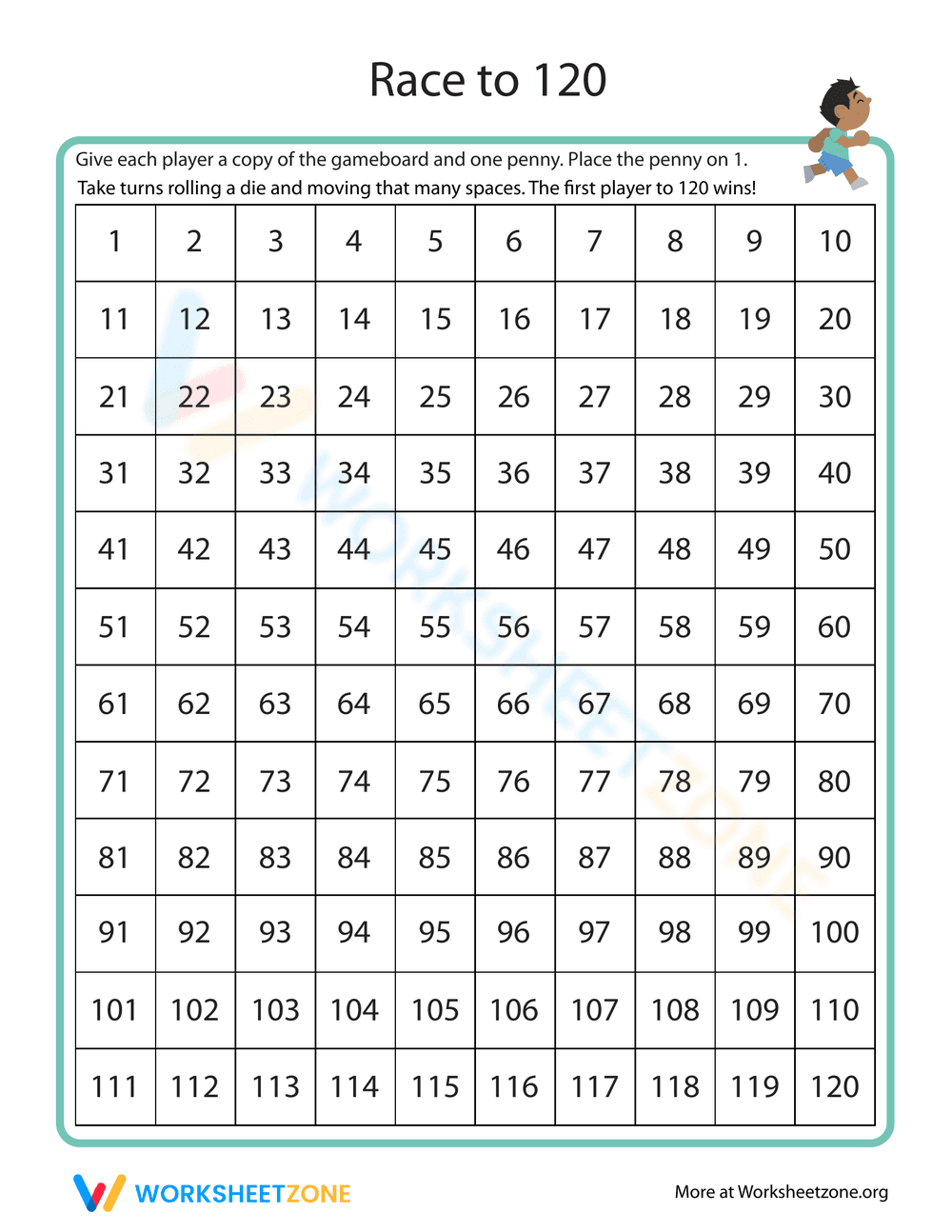 Math Game: Race to 120 - Page 1