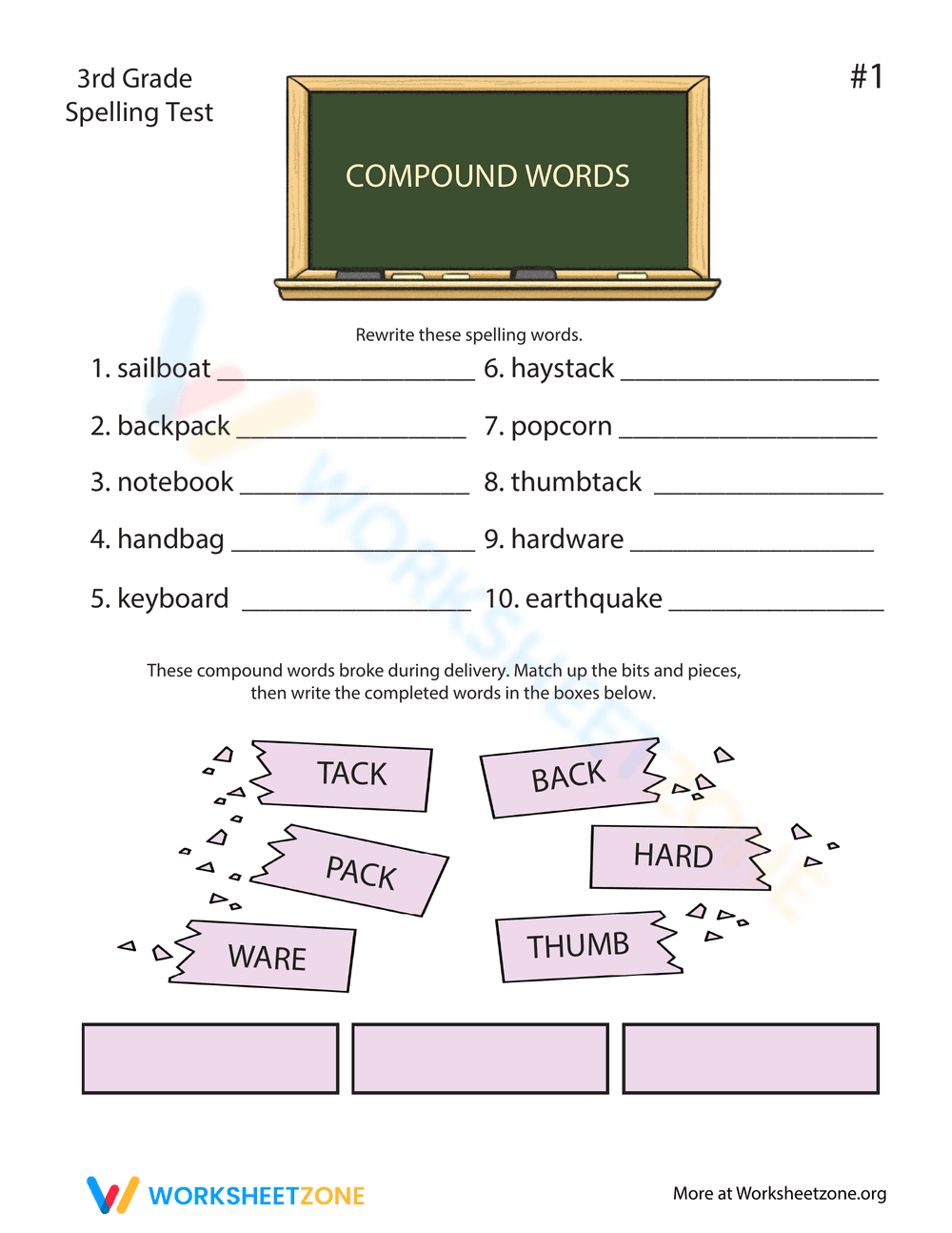 3rd Grade Spelling: Mastering Compound Words - Page 1