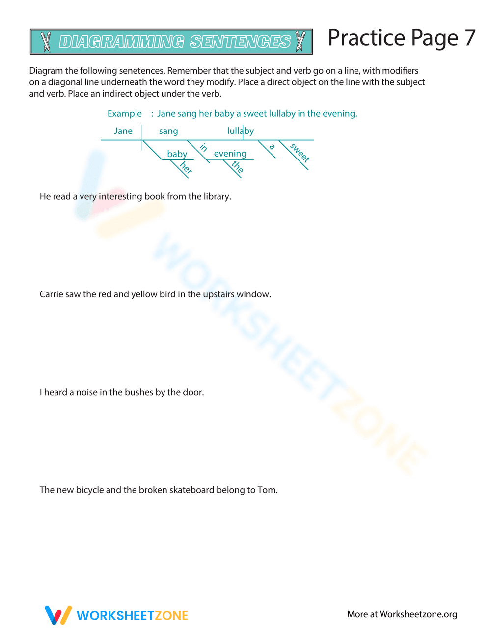 Diagramming Sentences: Practice and Mastery - Page 1