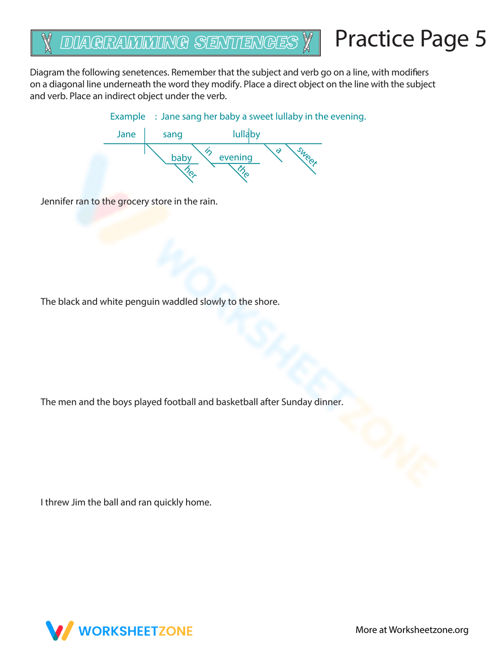 Sentence Diagramming Practice: Building Skills - Page 1