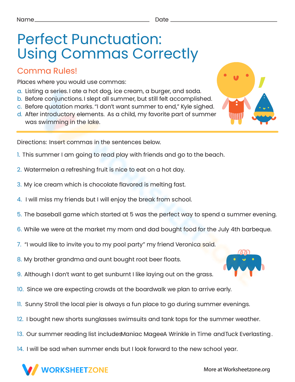 Punctuation: Commas in a Series - Page 1